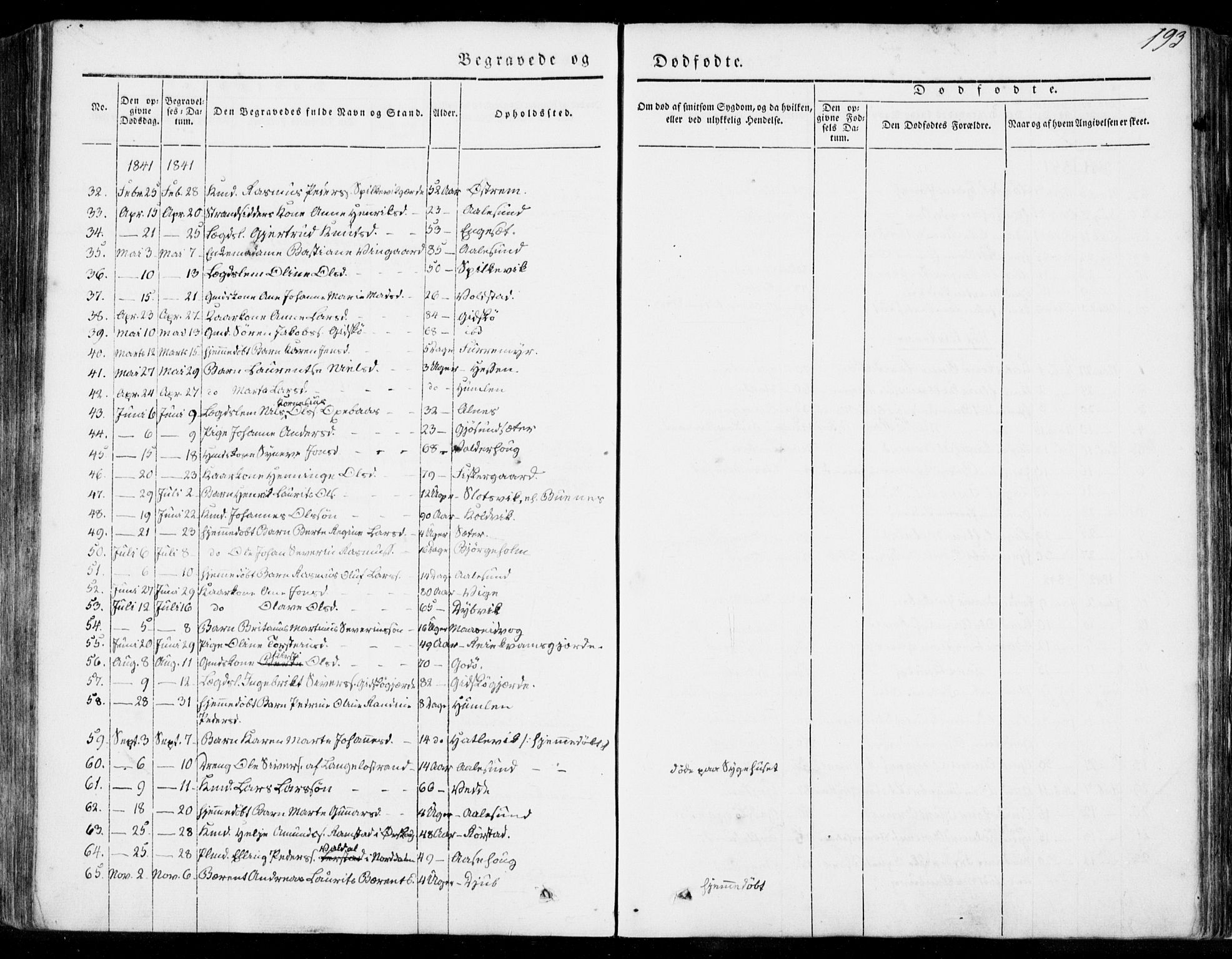 Ministerialprotokoller, klokkerbøker og fødselsregistre - Møre og Romsdal, AV/SAT-A-1454/528/L0396: Parish register (official) no. 528A07, 1839-1847, p. 193