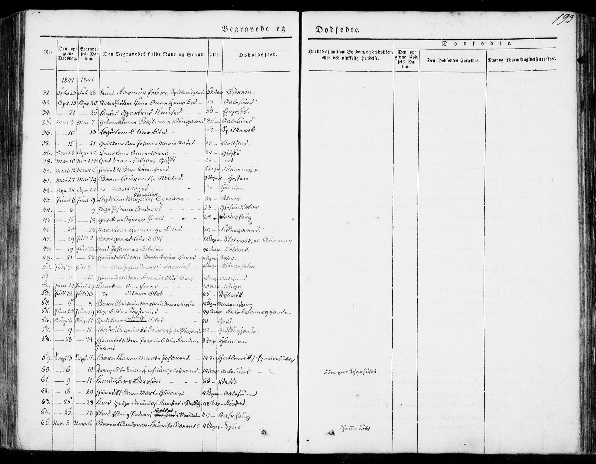 Ministerialprotokoller, klokkerbøker og fødselsregistre - Møre og Romsdal, AV/SAT-A-1454/528/L0396: Parish register (official) no. 528A07, 1839-1847, p. 193