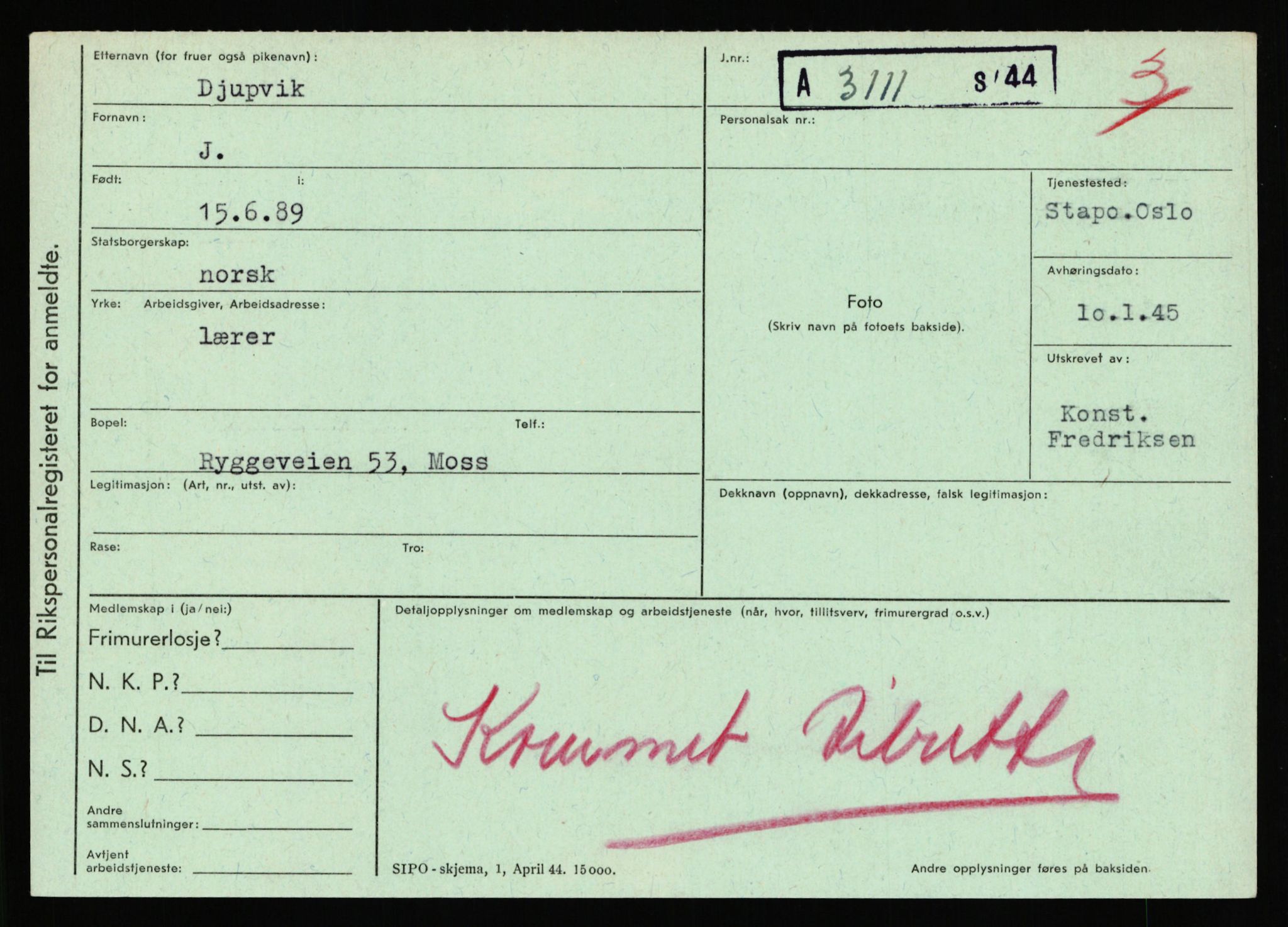 Statspolitiet - Hovedkontoret / Osloavdelingen, AV/RA-S-1329/C/Ca/L0003: Brechan - Eichinger	, 1943-1945, p. 4048