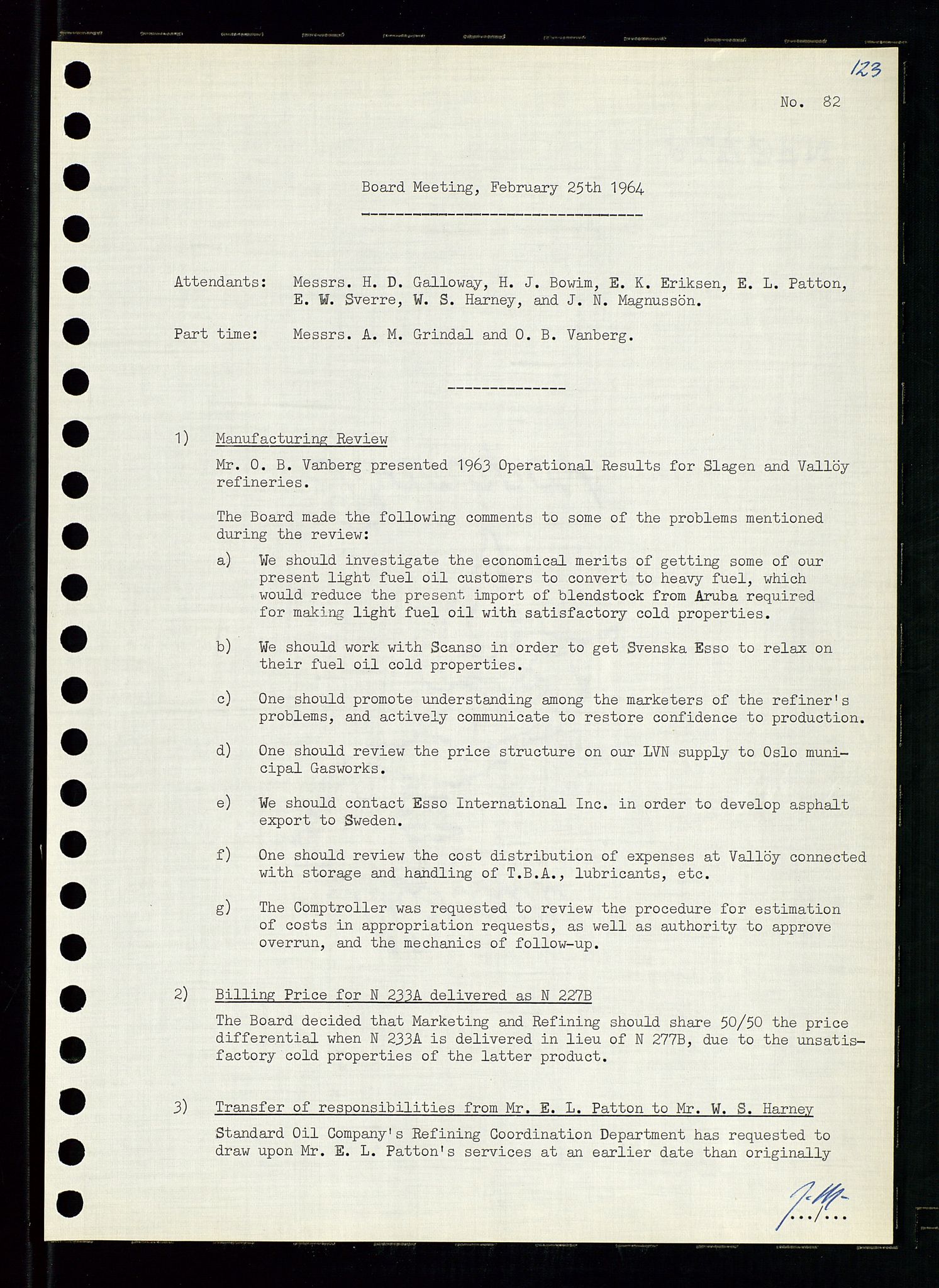 Pa 0982 - Esso Norge A/S, AV/SAST-A-100448/A/Aa/L0001/0004: Den administrerende direksjon Board minutes (styrereferater) / Den administrerende direksjon Board minutes (styrereferater), 1963-1964, p. 138