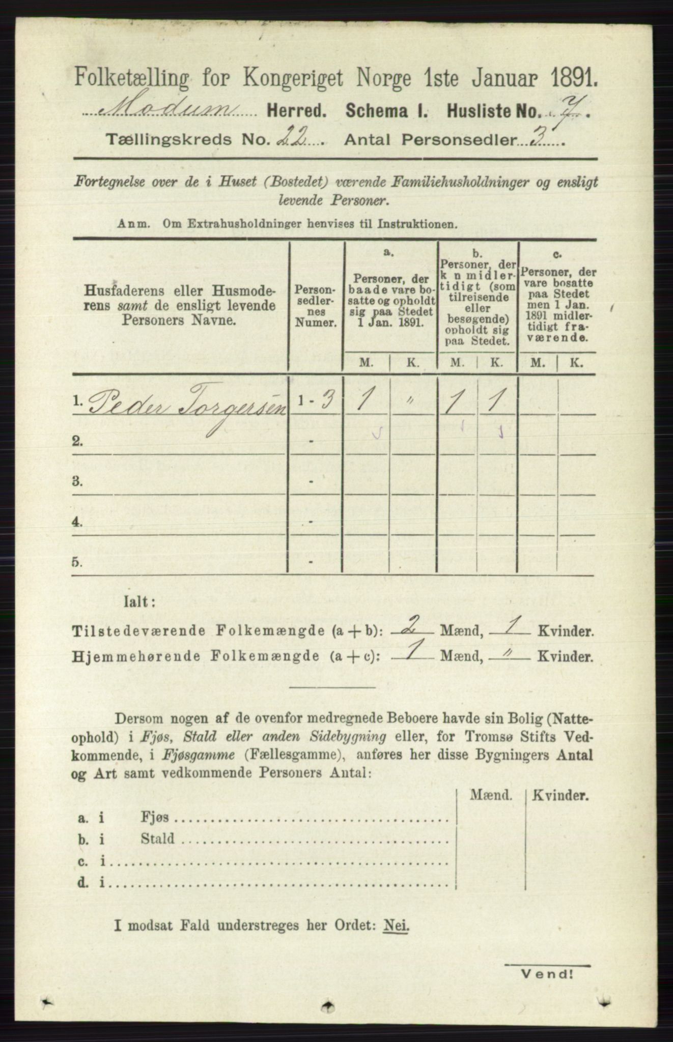 RA, 1891 census for 0623 Modum, 1891, p. 8343