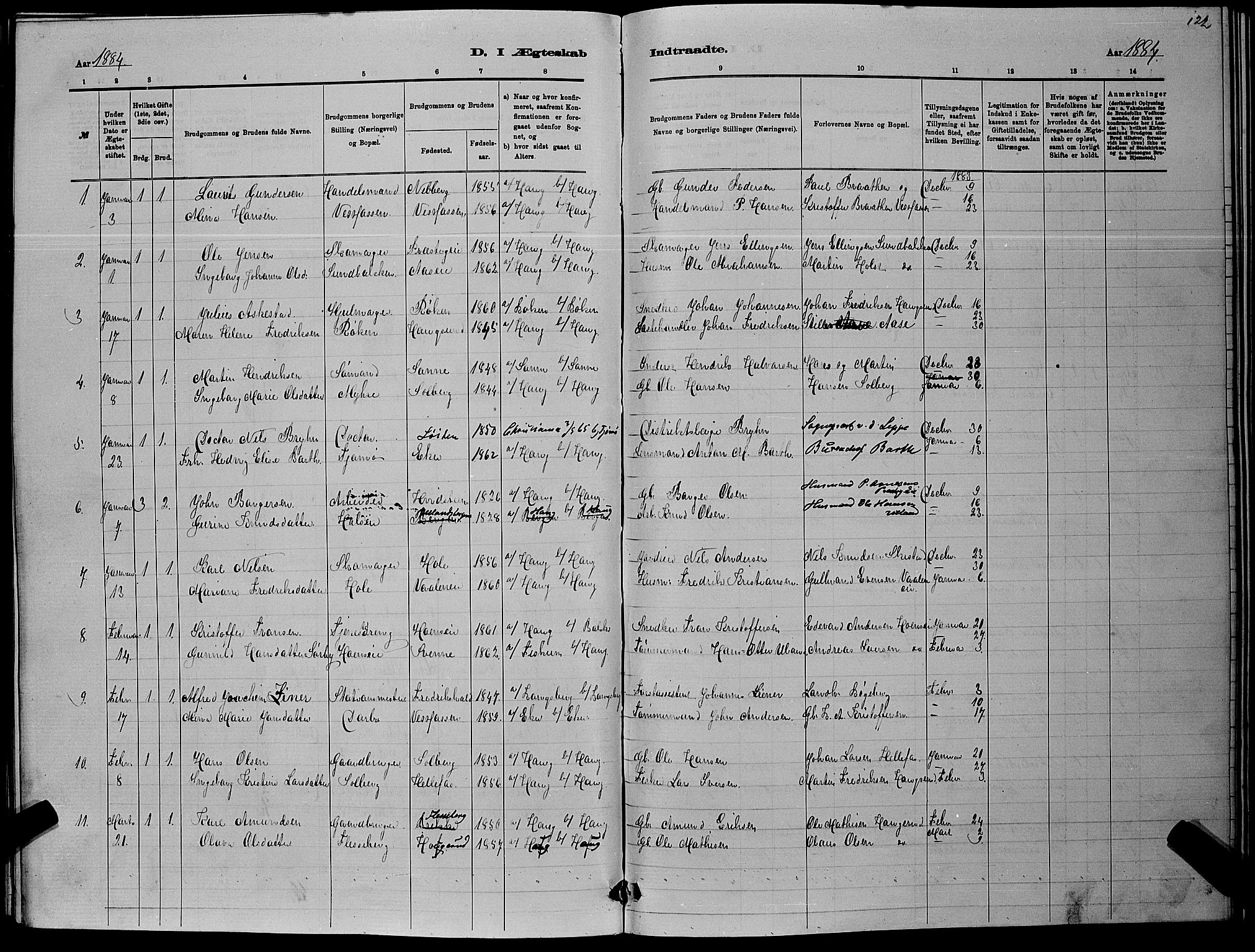 Eiker kirkebøker, SAKO/A-4/G/Ga/L0005: Parish register (copy) no. I 5, 1878-1887, p. 122