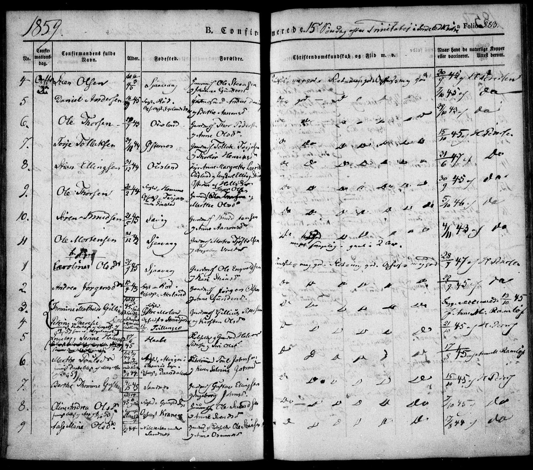 Søndeled sokneprestkontor, AV/SAK-1111-0038/F/Fa/L0002: Parish register (official) no. A 2, 1839-1860, p. 283