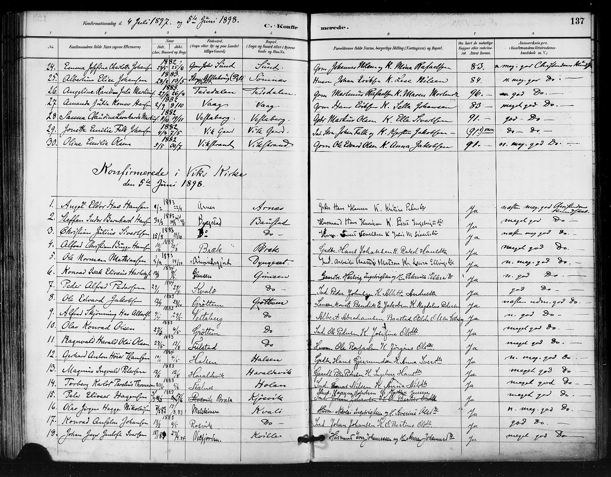 Ministerialprotokoller, klokkerbøker og fødselsregistre - Nordland, SAT/A-1459/812/L0178: Parish register (official) no. 812A07, 1886-1900, p. 137