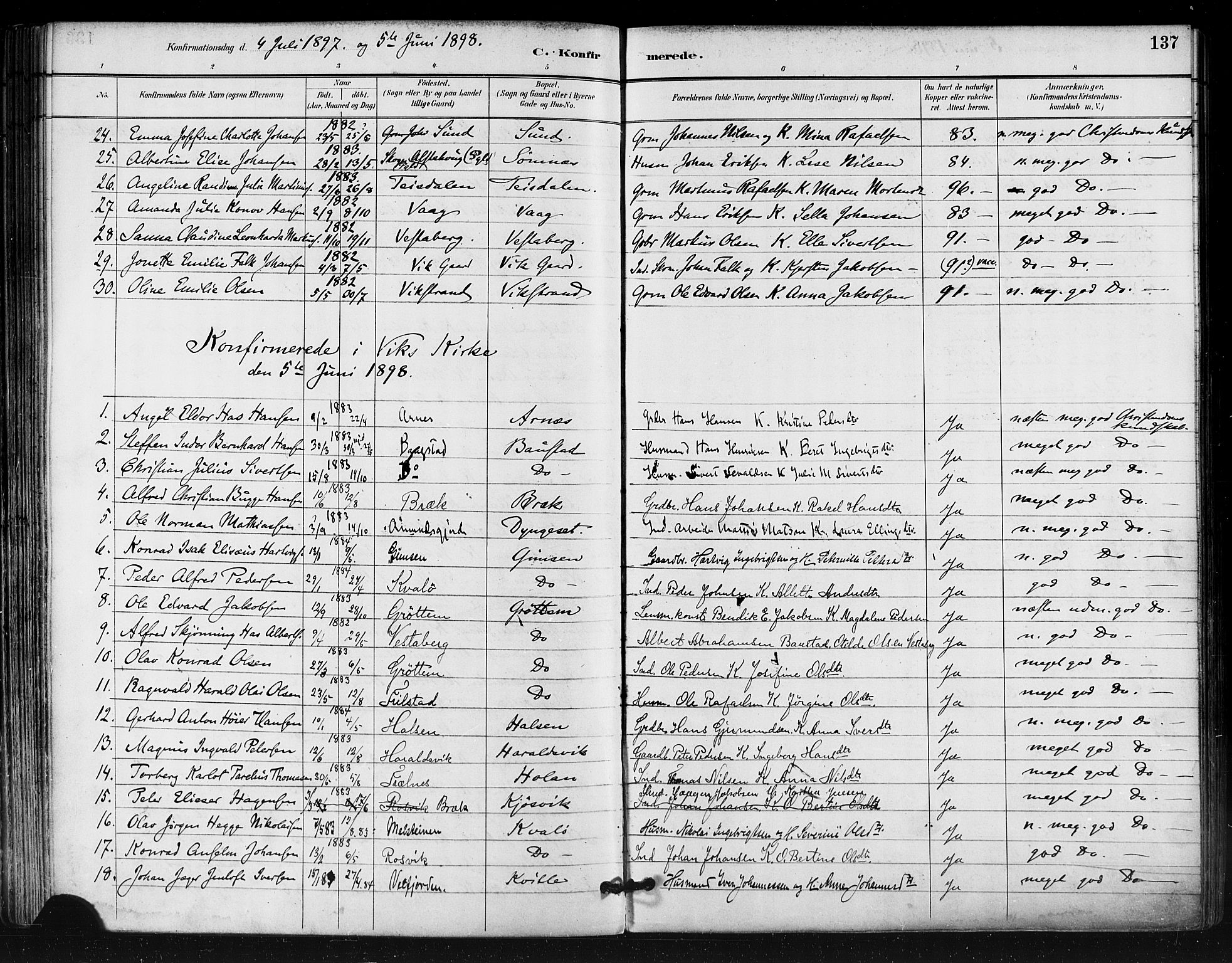 Ministerialprotokoller, klokkerbøker og fødselsregistre - Nordland, AV/SAT-A-1459/812/L0178: Parish register (official) no. 812A07, 1886-1900, p. 137