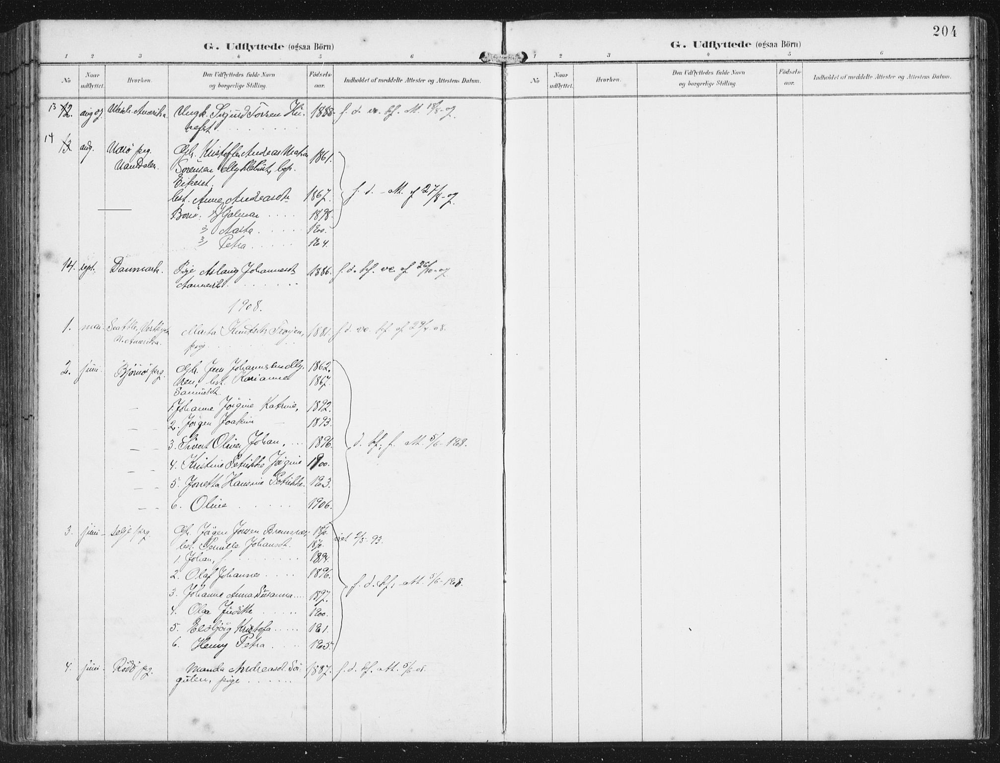 Bremanger sokneprestembete, SAB/A-82201/H/Haa/Haab/L0002: Parish register (official) no. B  2, 1896-1908, p. 204