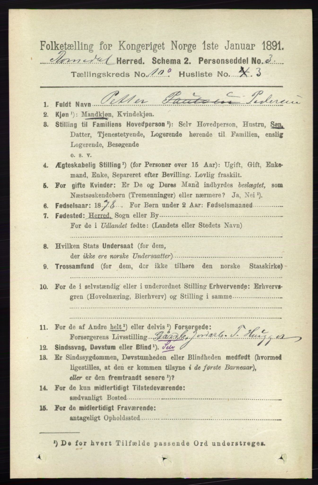 RA, 1891 census for 0416 Romedal, 1891, p. 4824