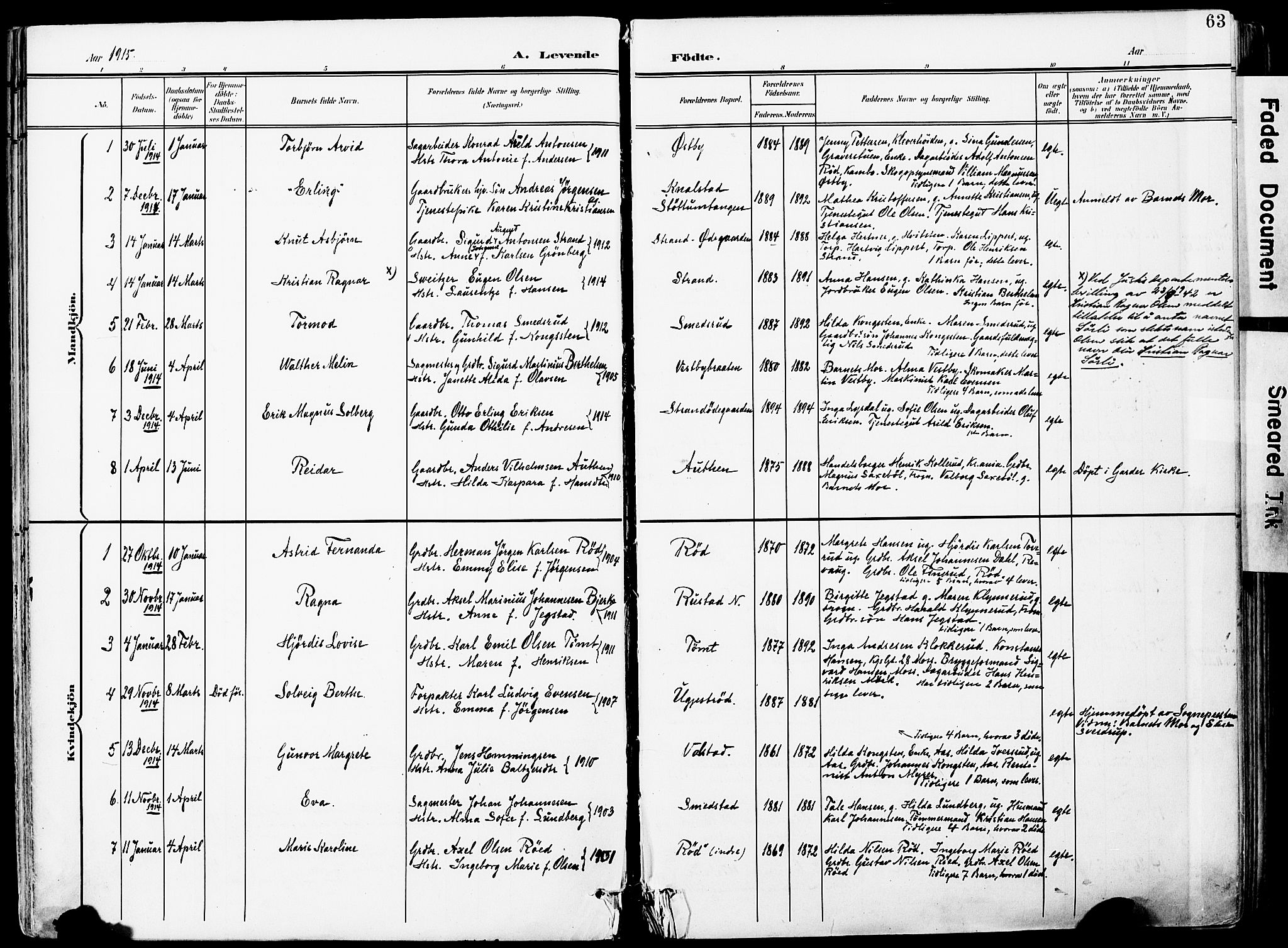 Vestby prestekontor Kirkebøker, SAO/A-10893/F/Fa/L0010: Parish register (official) no. I 10, 1900-1926, p. 63