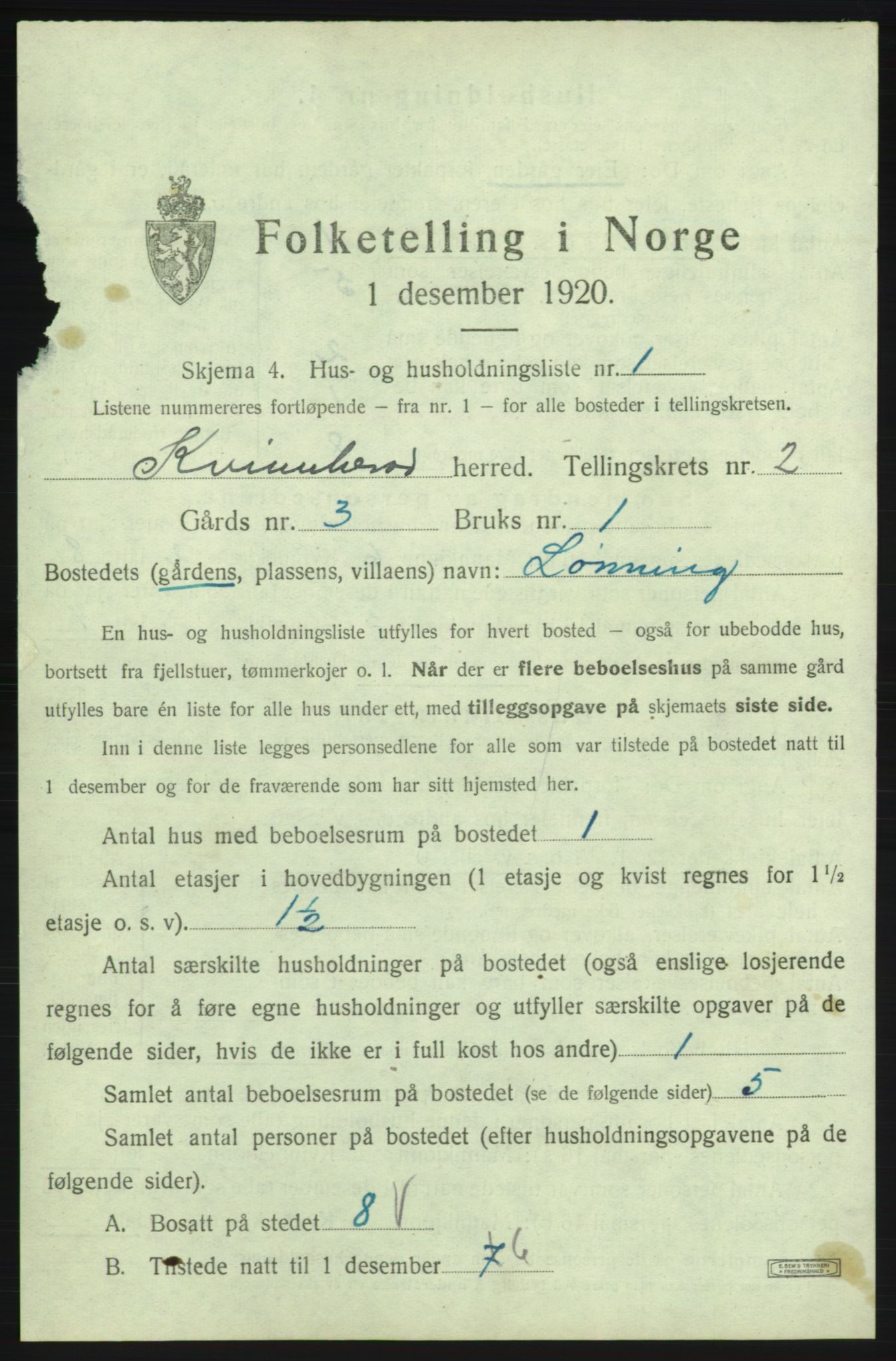 SAB, 1920 census for Kvinnherad, 1920, p. 207