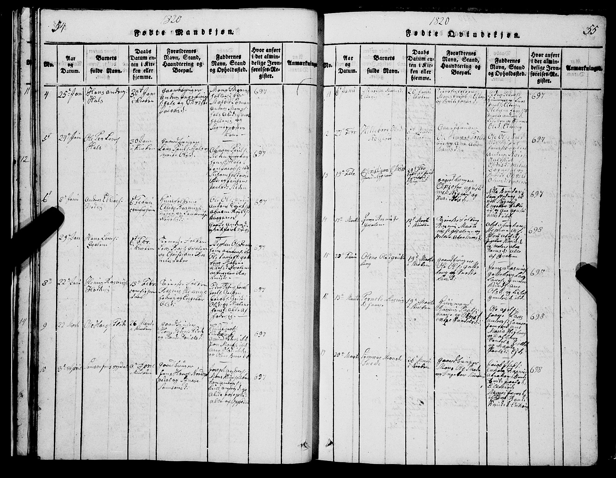 Selje sokneprestembete, AV/SAB-A-99938/H/Ha/Hab/Haba: Parish register (copy) no. A 1, 1816-1828, p. 54-55