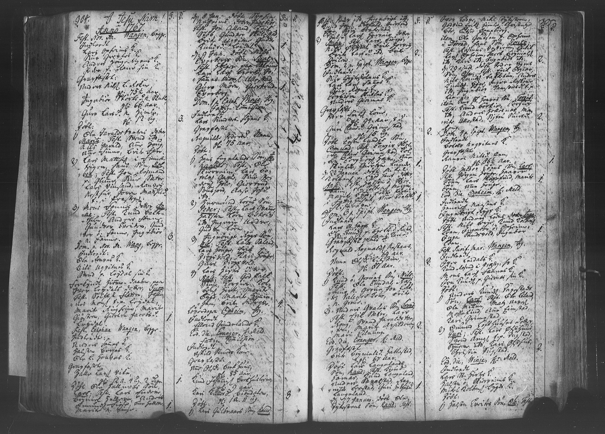 Voss sokneprestembete, AV/SAB-A-79001/H/Haa: Parish register (official) no. A 8, 1752-1780, p. 304-305