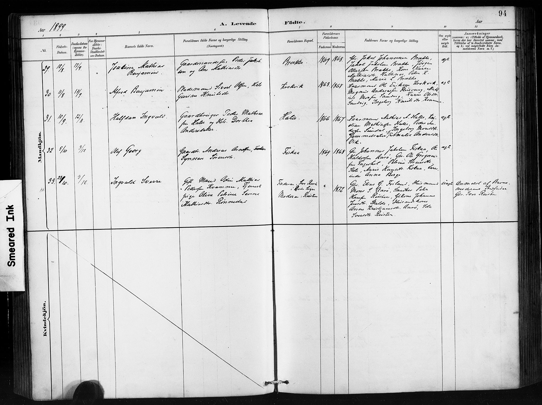 Ministerialprotokoller, klokkerbøker og fødselsregistre - Møre og Romsdal, AV/SAT-A-1454/501/L0008: Parish register (official) no. 501A08, 1885-1901, p. 94