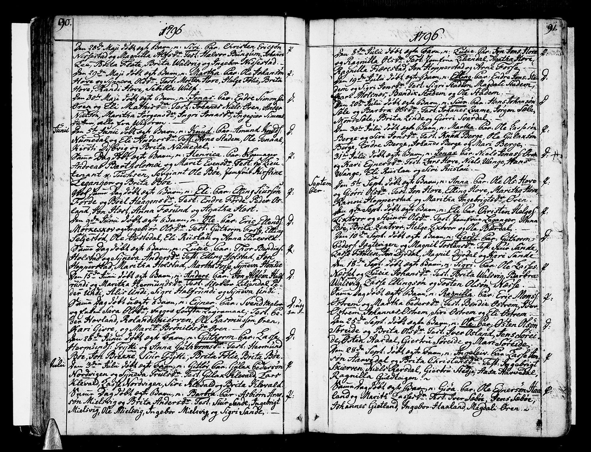 Vik sokneprestembete, SAB/A-81501: Parish register (official) no. A 5, 1787-1820, p. 90-91