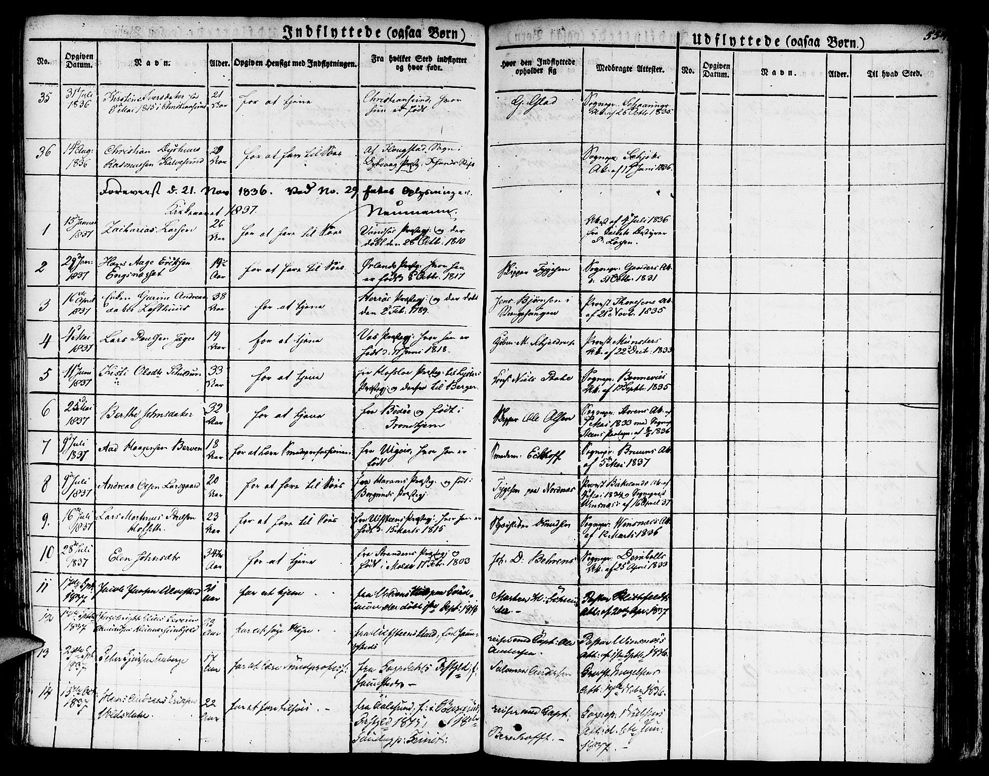 Nykirken Sokneprestembete, SAB/A-77101/H/Haa/L0012: Parish register (official) no. A 12, 1821-1844, p. 554