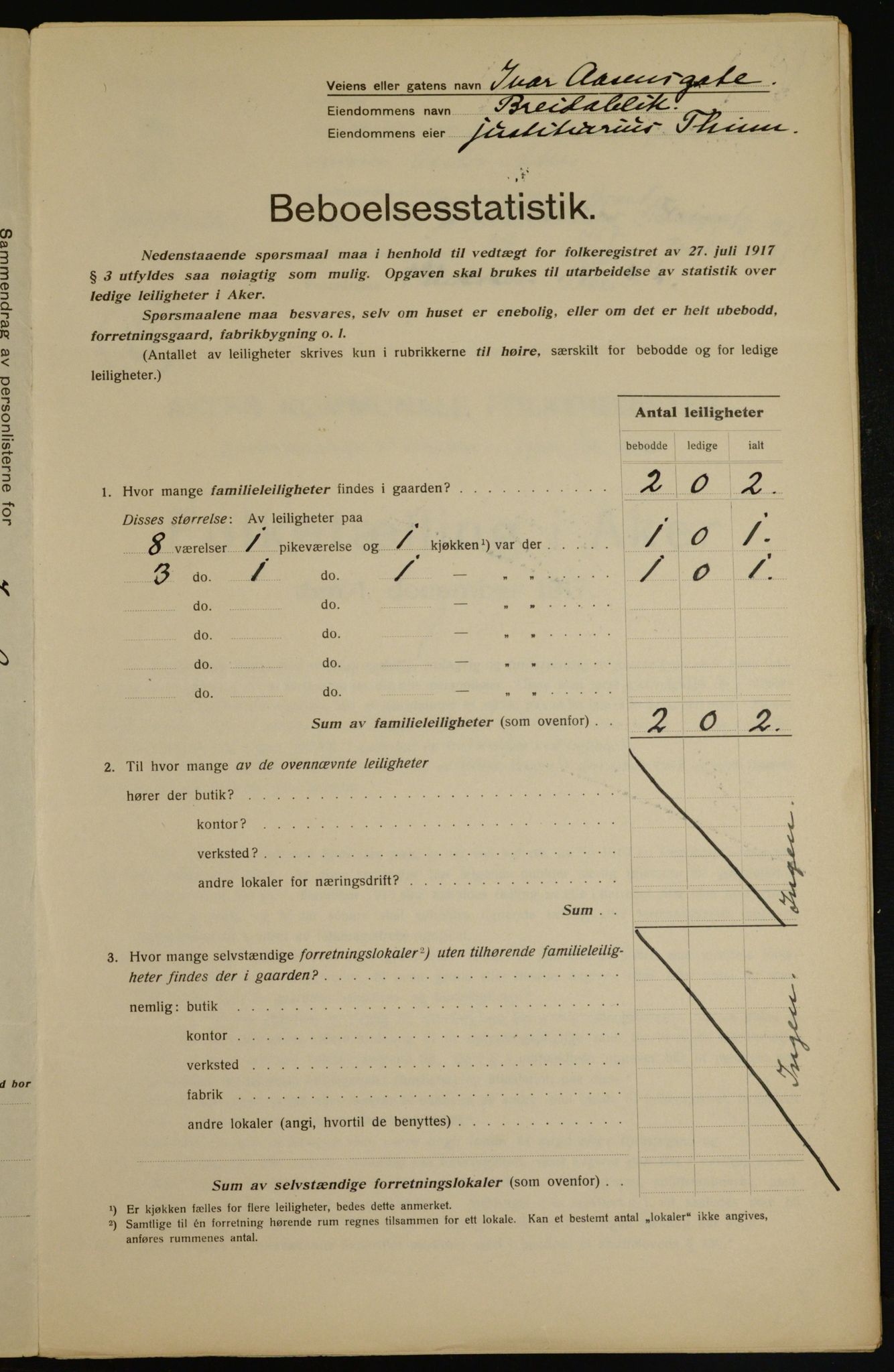 OBA, Municipal Census 1917 for Aker, 1917, p. 6474