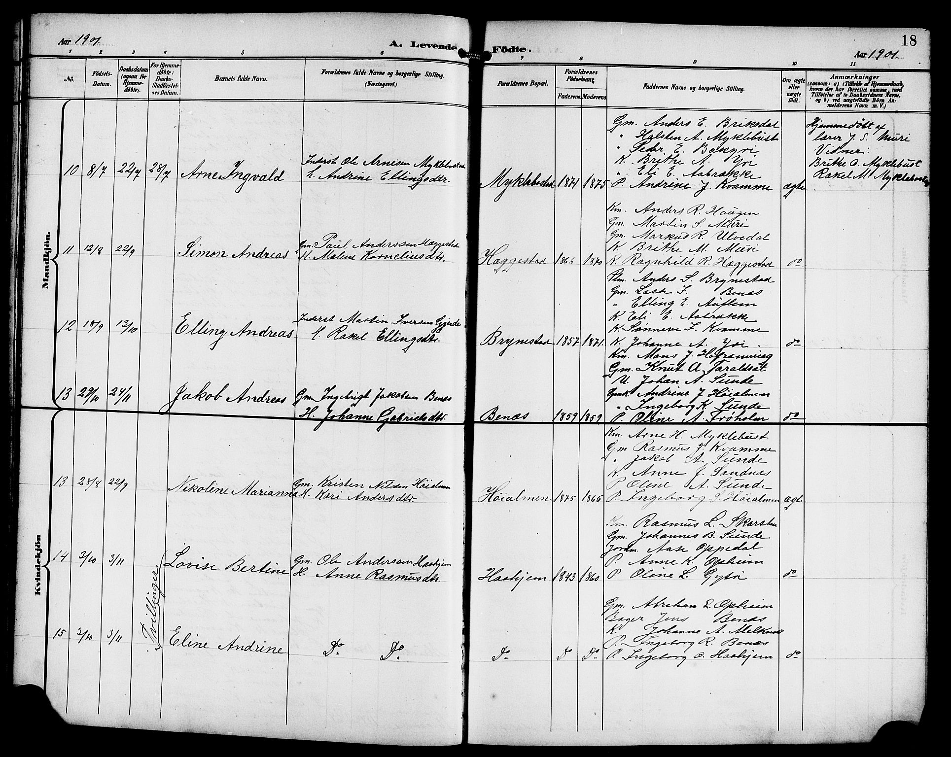 Innvik sokneprestembete, AV/SAB-A-80501: Parish register (copy) no. B 4, 1898-1916, p. 18