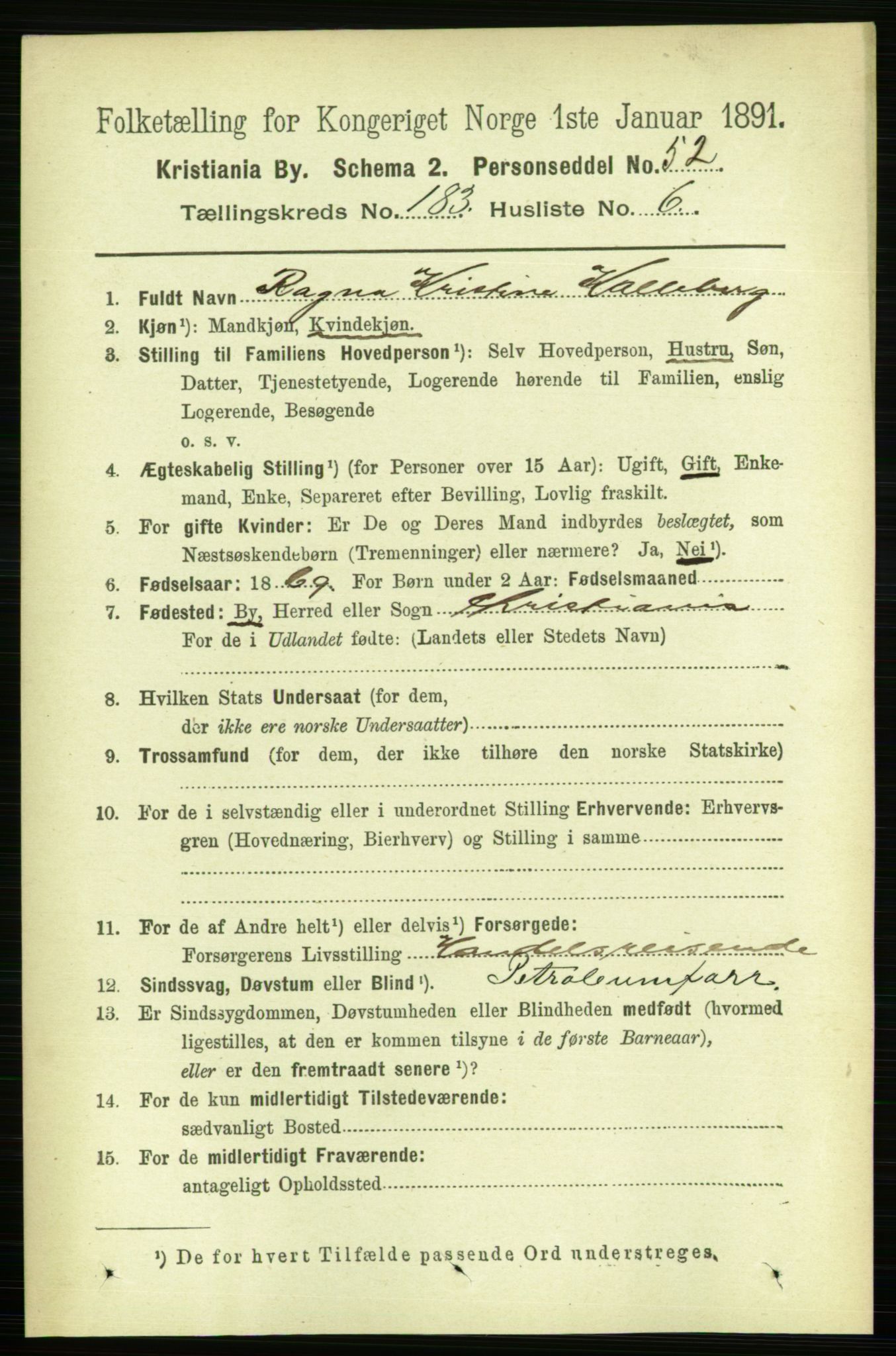 RA, 1891 census for 0301 Kristiania, 1891, p. 109534