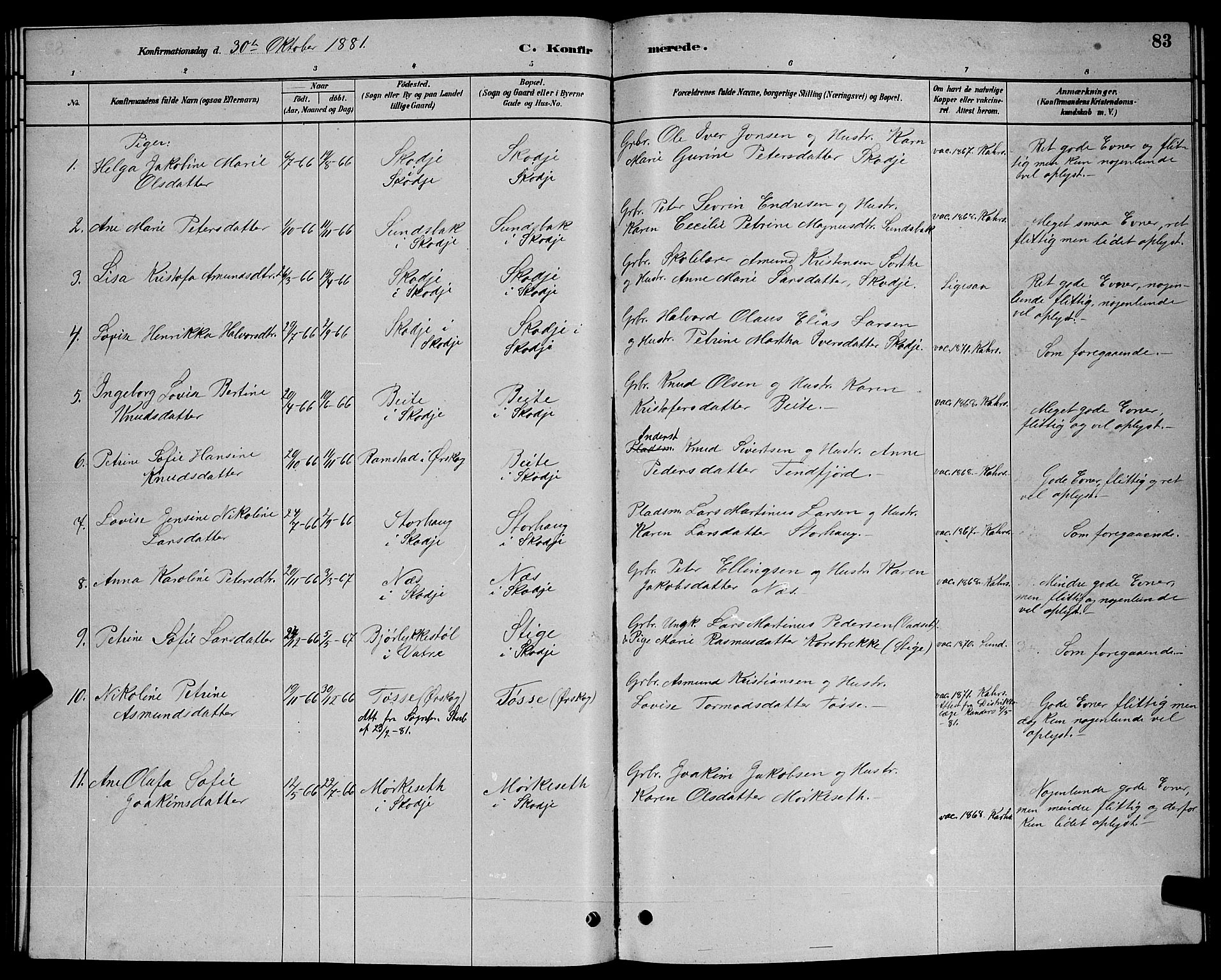 Ministerialprotokoller, klokkerbøker og fødselsregistre - Møre og Romsdal, AV/SAT-A-1454/524/L0365: Parish register (copy) no. 524C06, 1880-1899, p. 83