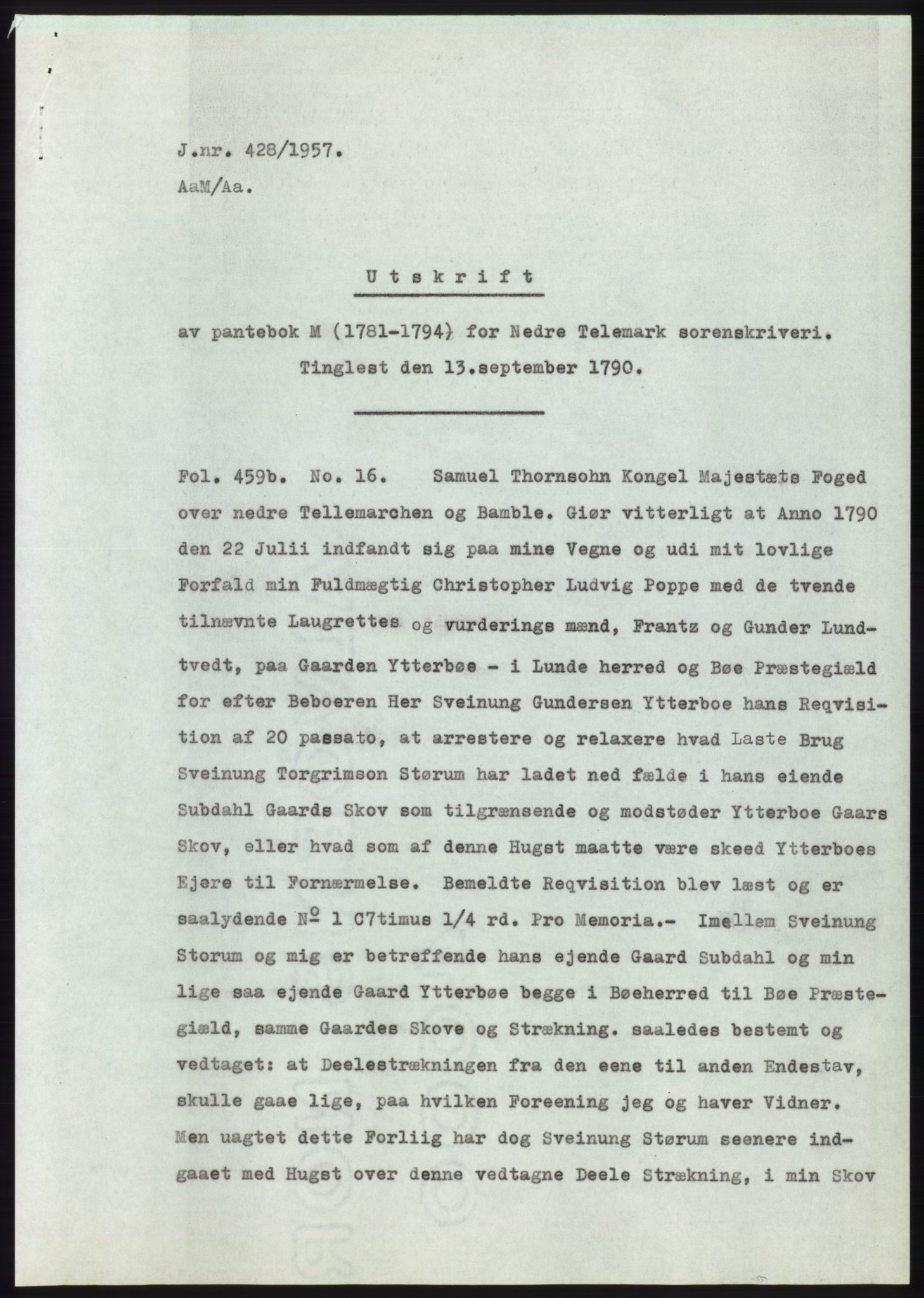 Statsarkivet i Kongsberg, AV/SAKO-A-0001/E/Ee/L0009: Avskrifter, SAO jnr. 354/1957 - 770/1957, 1957, p. 53