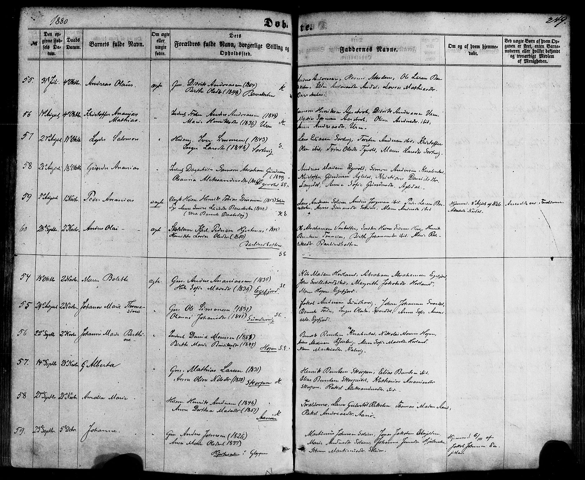 Kinn sokneprestembete, SAB/A-80801/H/Haa/Haaa/L0006: Parish register (official) no. A 6, 1857-1885, p. 249