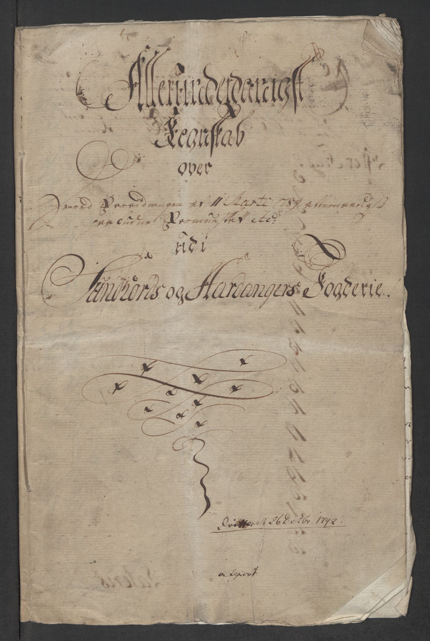 Rentekammeret inntil 1814, Reviderte regnskaper, Mindre regnskaper, RA/EA-4068/Rf/Rfe/L0049: Sunnhordland og Hardanger fogderi, Sunnmøre fogderi, 1789, p. 5