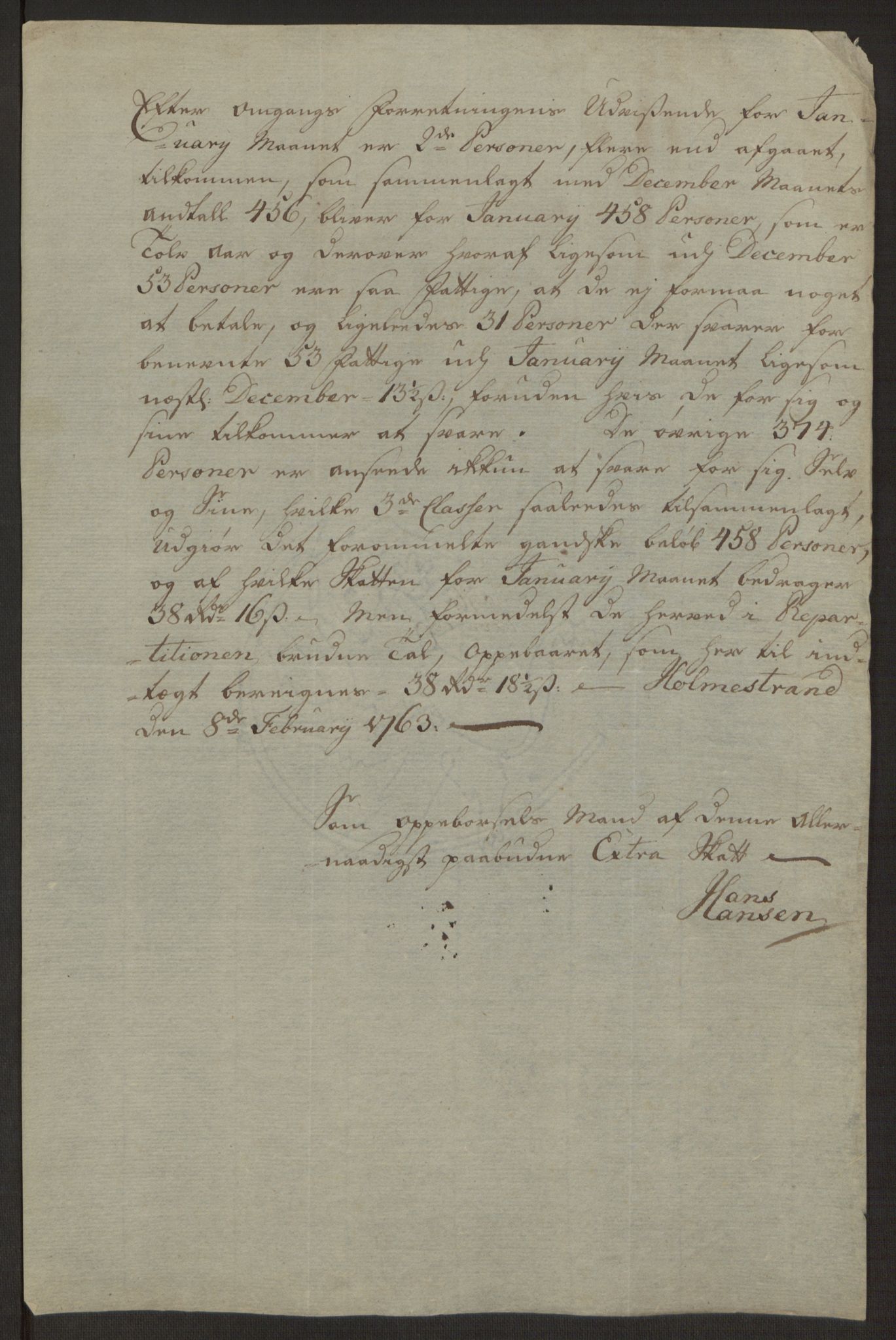 Rentekammeret inntil 1814, Reviderte regnskaper, Byregnskaper, AV/RA-EA-4066/R/Rh/L0163/0001: [H4] Kontribusjonsregnskap / Ekstraskatt, Holmestrand, 1762-1772, p. 92