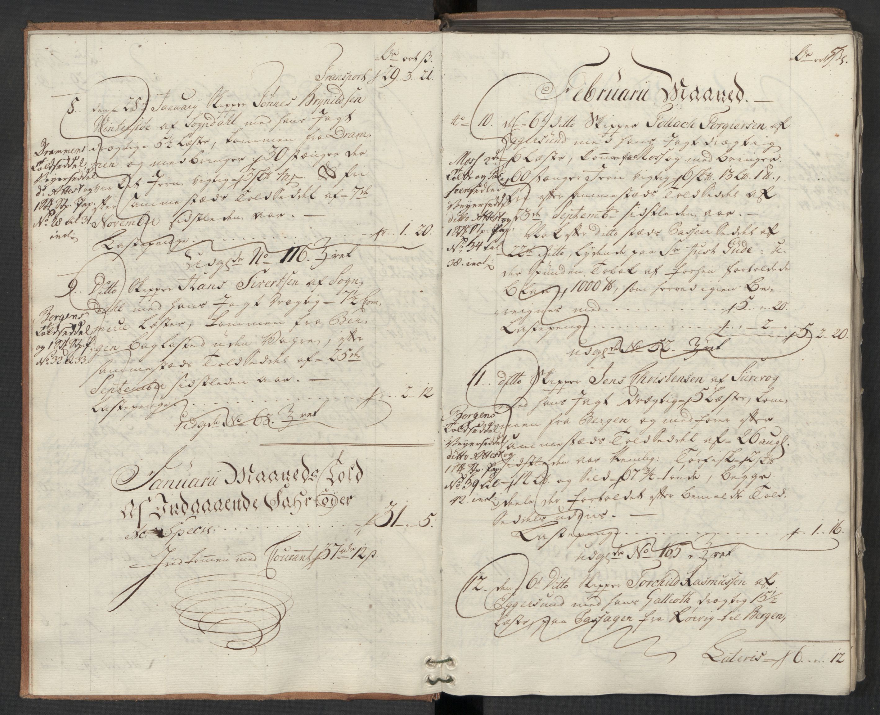 Generaltollkammeret, tollregnskaper, RA/EA-5490/R22/L0024/0001: Tollregnskaper Stavanger / Hovedtollbok, 1762, p. 4b-5a
