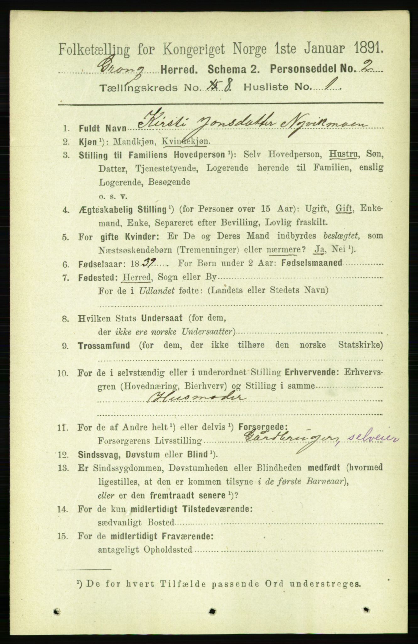 RA, 1891 census for 1742 Grong, 1891, p. 2829