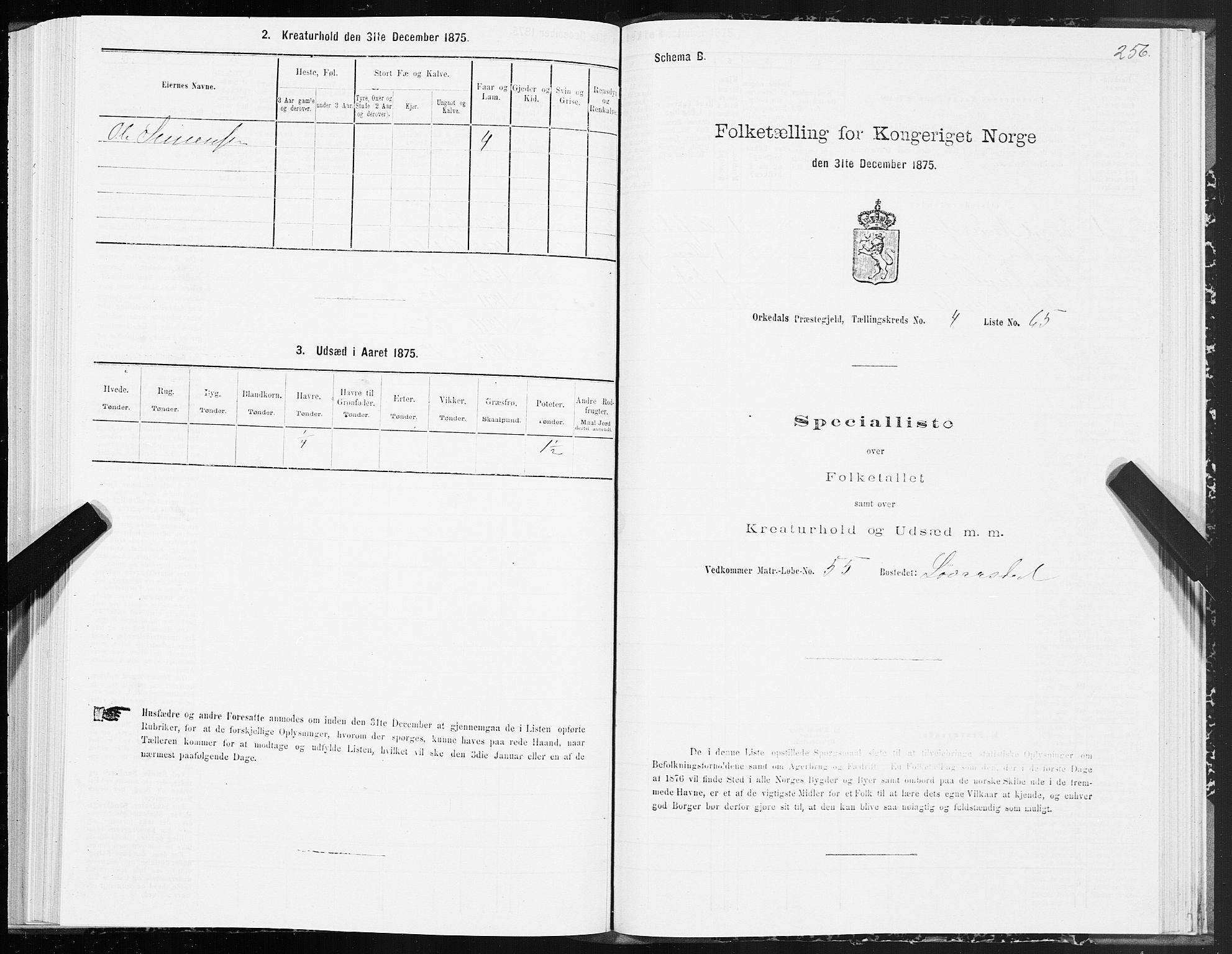 SAT, 1875 census for 1638P Orkdal, 1875, p. 2256