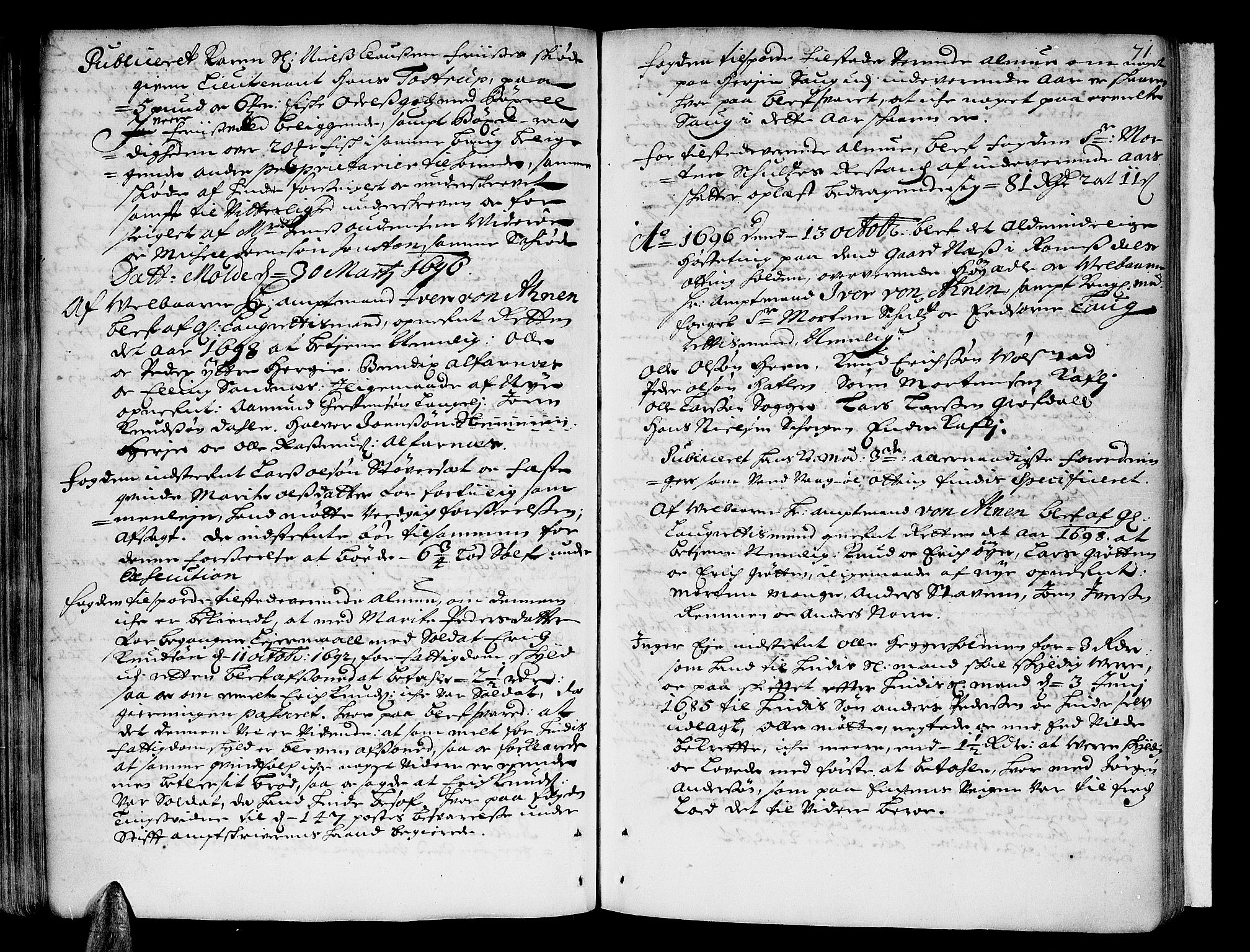 Romsdal sorenskriveri, SAT/A-4149/1/1/1A/L0003: Tingbok, 1694-1699, p. 70b-71a