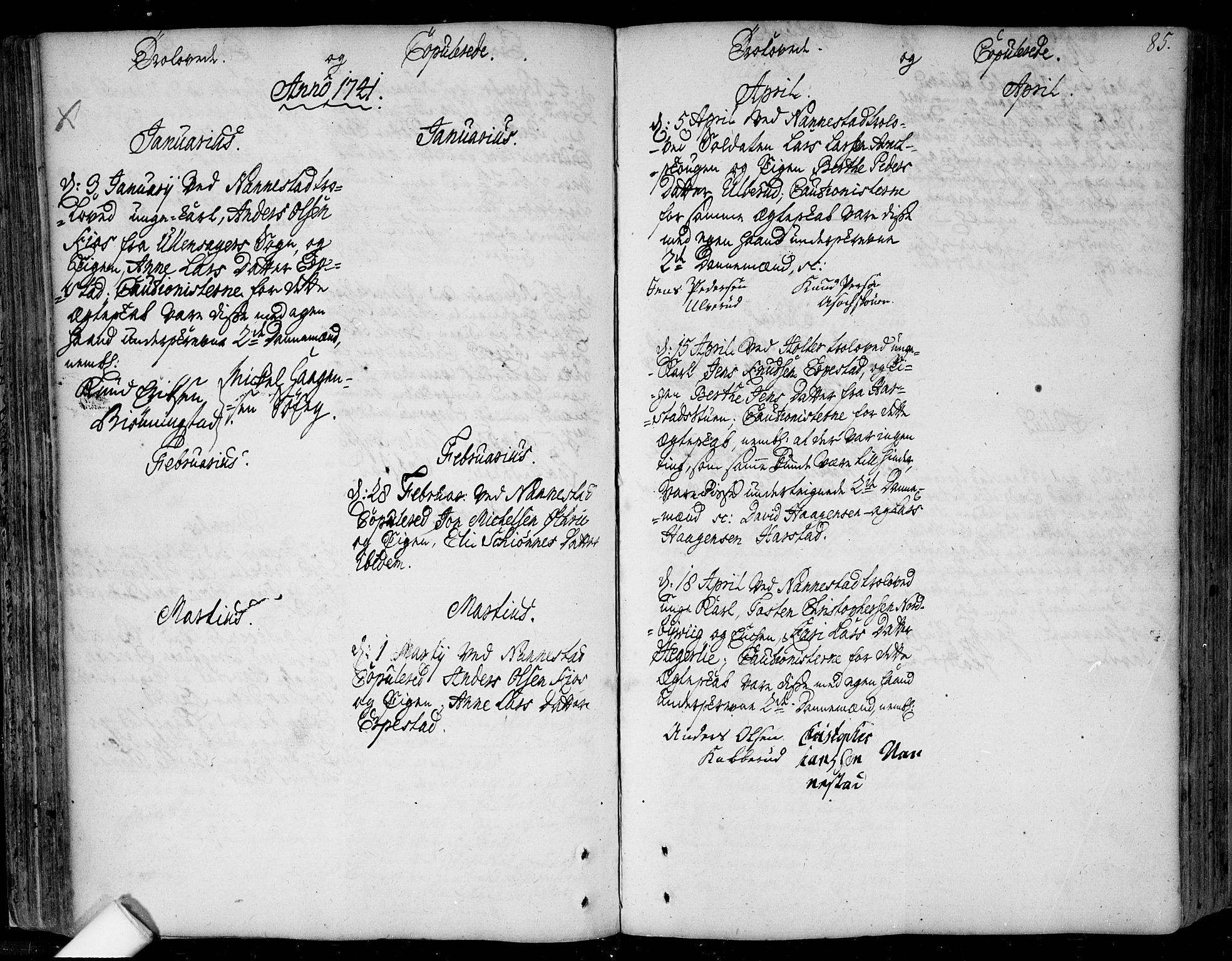 Nannestad prestekontor Kirkebøker, SAO/A-10414a/F/Fa/L0006: Parish register (official) no. I 6, 1739-1754, p. 85