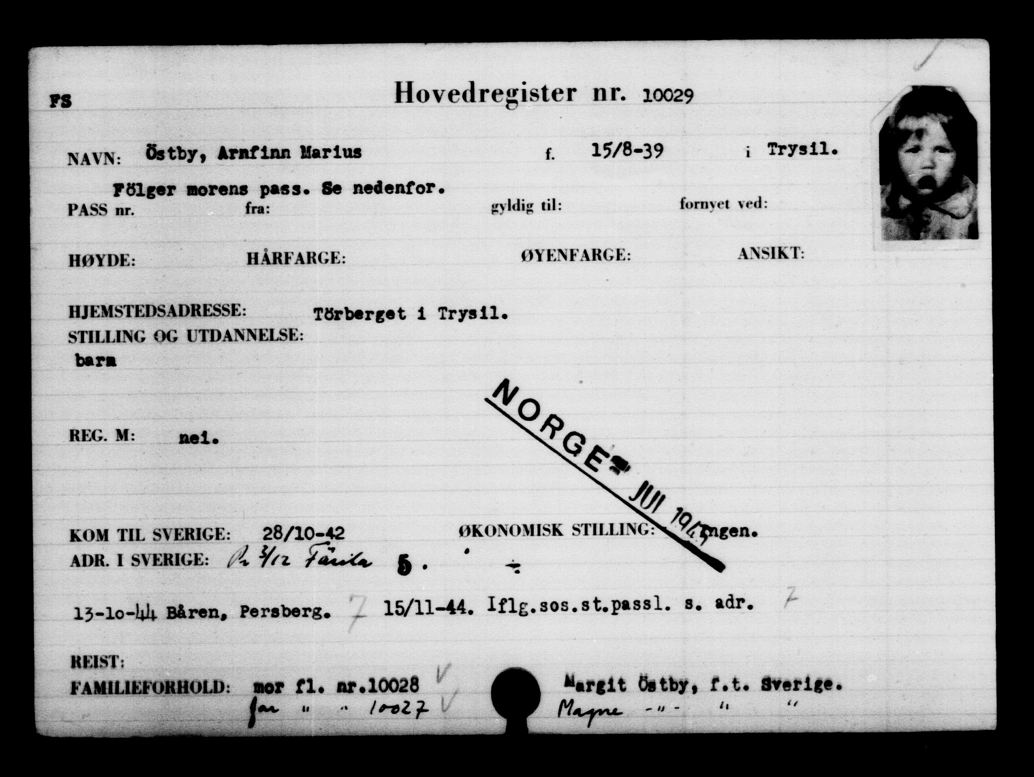 Den Kgl. Norske Legasjons Flyktningskontor, RA/S-6753/V/Va/L0006: Kjesäterkartoteket.  Flyktningenr. 9400-12711, 1940-1945, p. 716