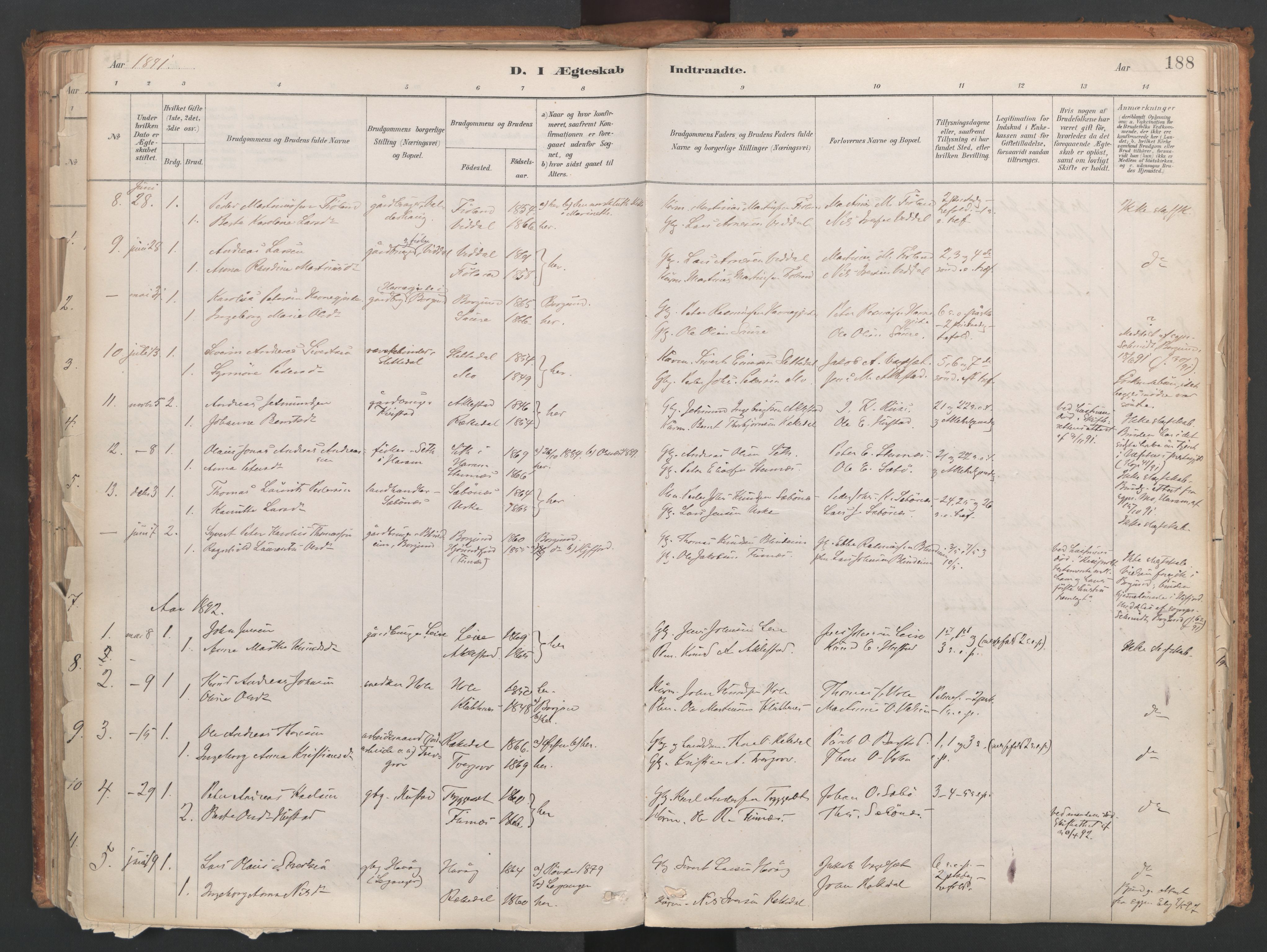 Ministerialprotokoller, klokkerbøker og fødselsregistre - Møre og Romsdal, SAT/A-1454/515/L0211: Parish register (official) no. 515A07, 1886-1910, p. 188