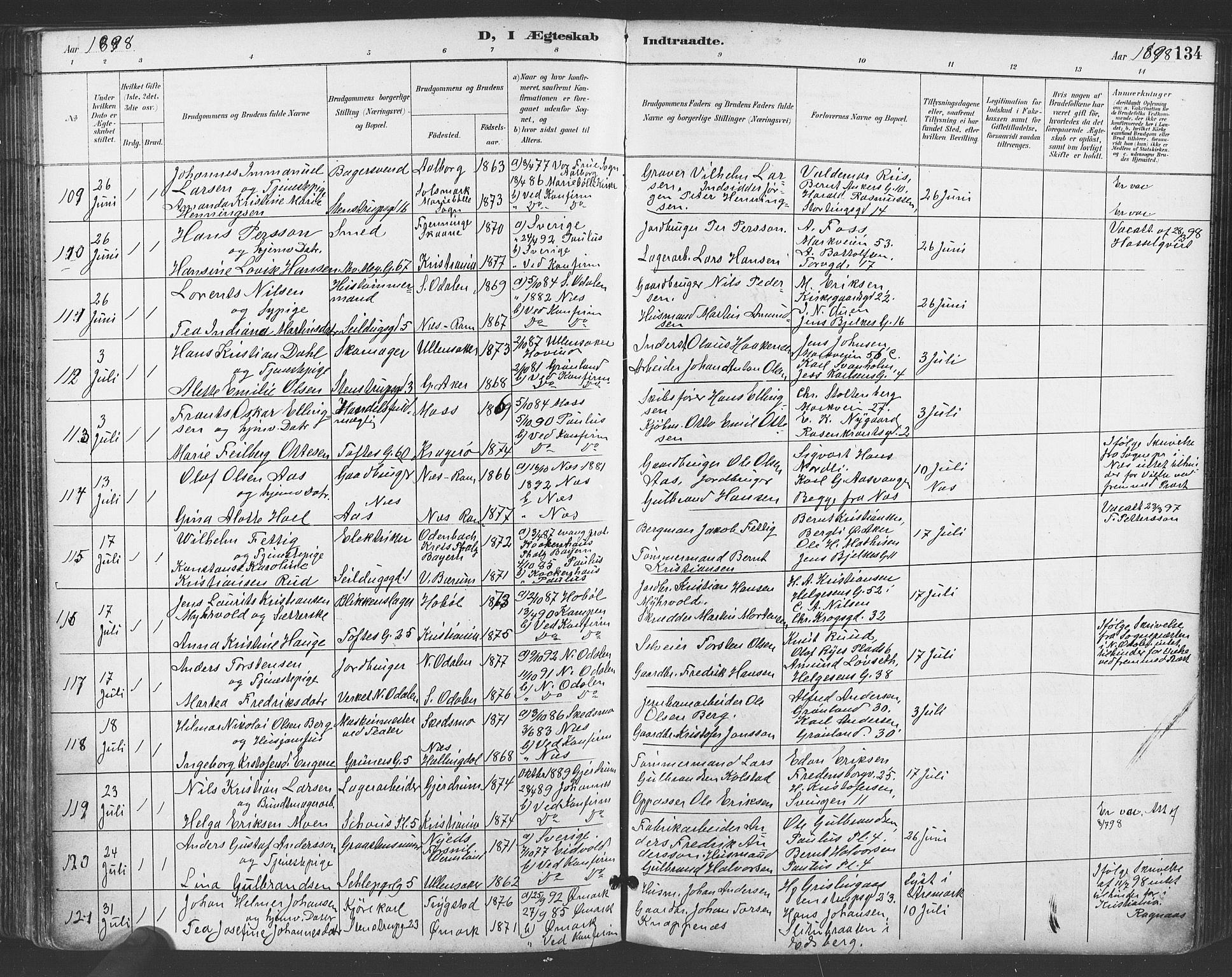 Paulus prestekontor Kirkebøker, AV/SAO-A-10871/F/Fa/L0009: Parish register (official) no. 9, 1891-1901, p. 134