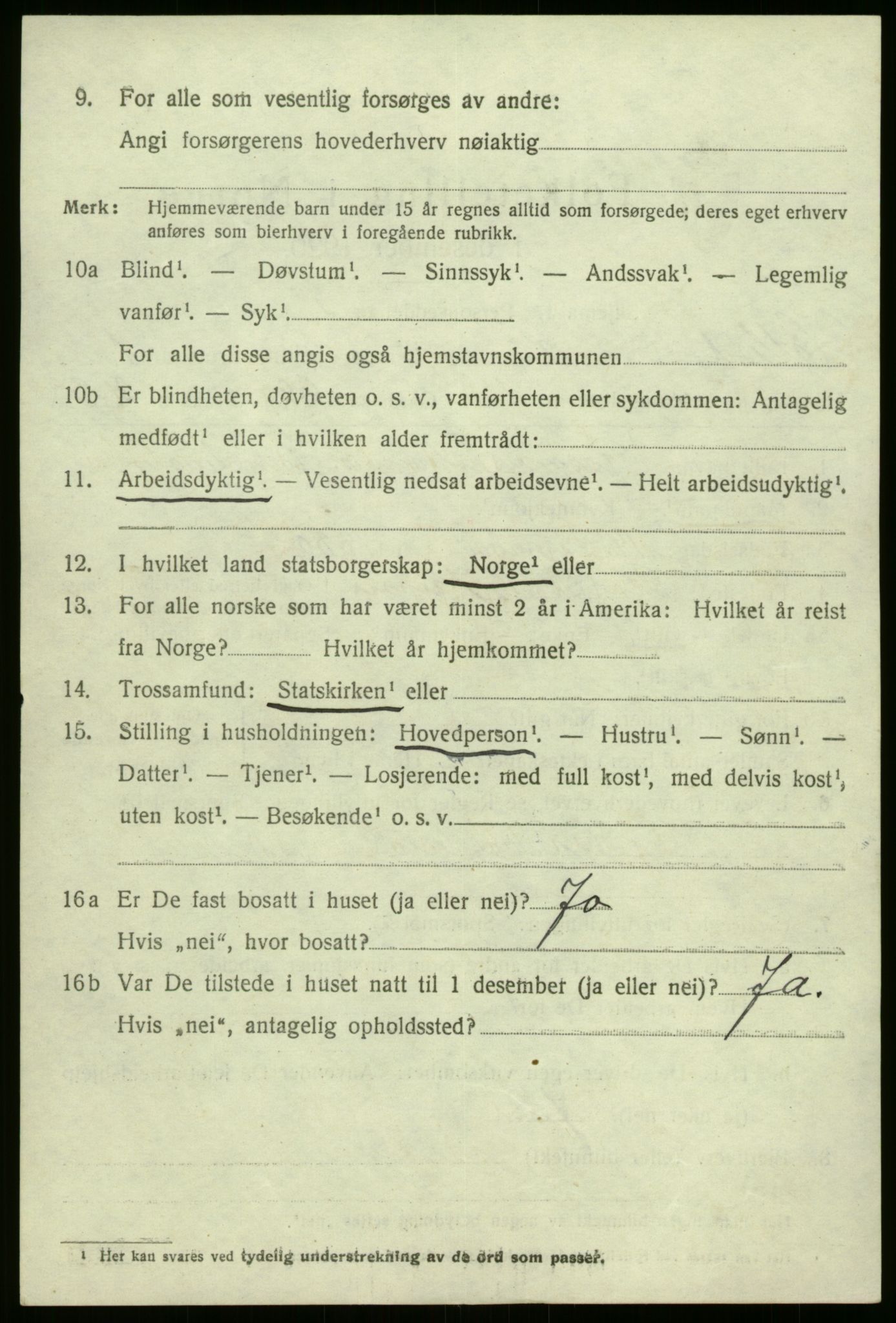 SAB, 1920 census for Kinn, 1920, p. 6992