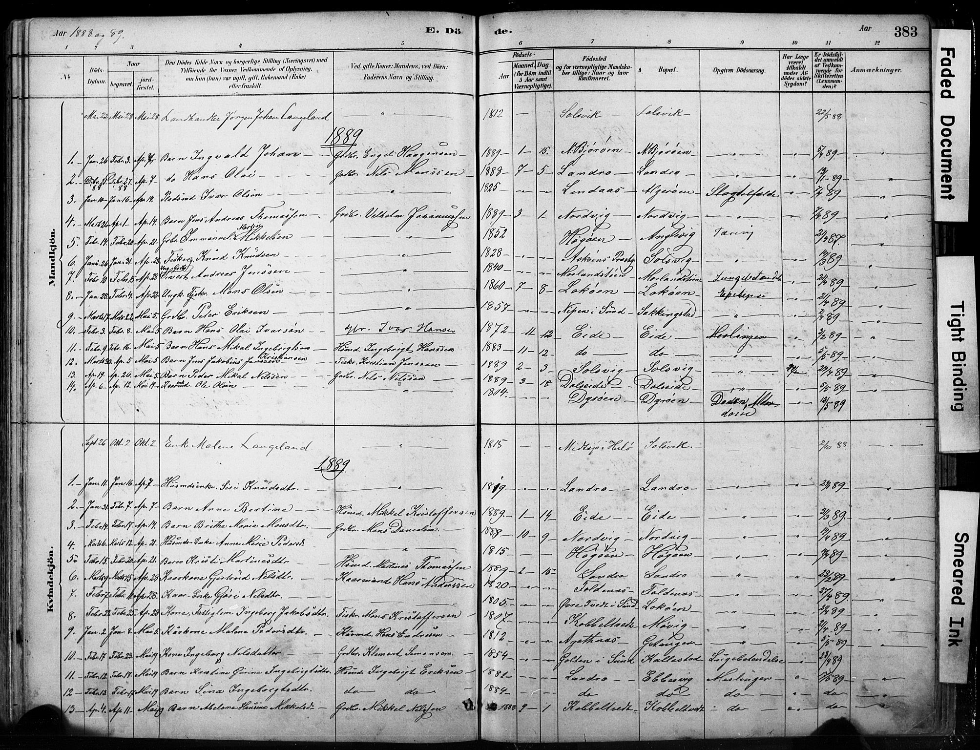 Fjell sokneprestembete, SAB/A-75301/H/Hab: Parish register (copy) no. A 4, 1880-1899, p. 383