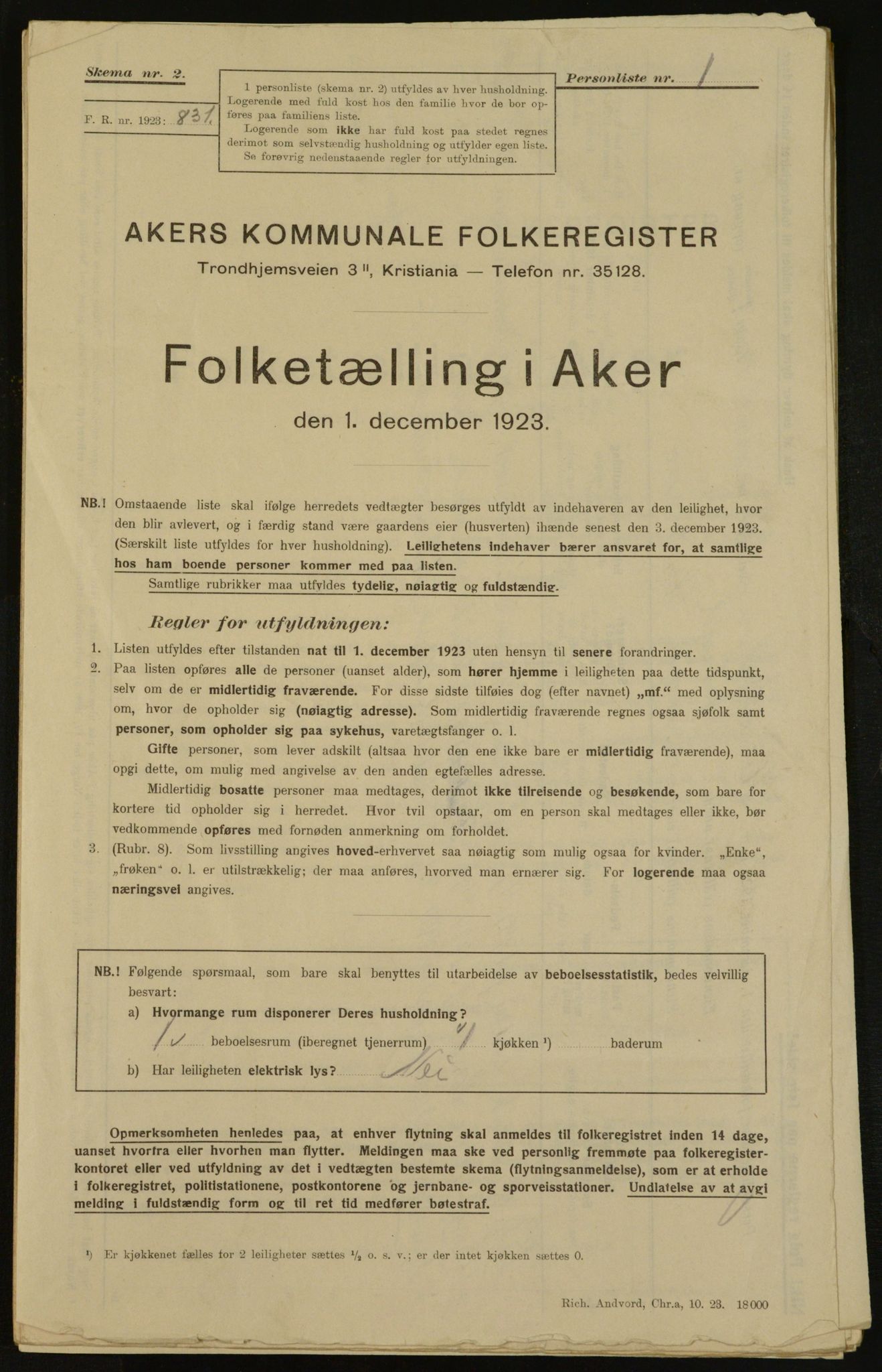 , Municipal Census 1923 for Aker, 1923, p. 27961