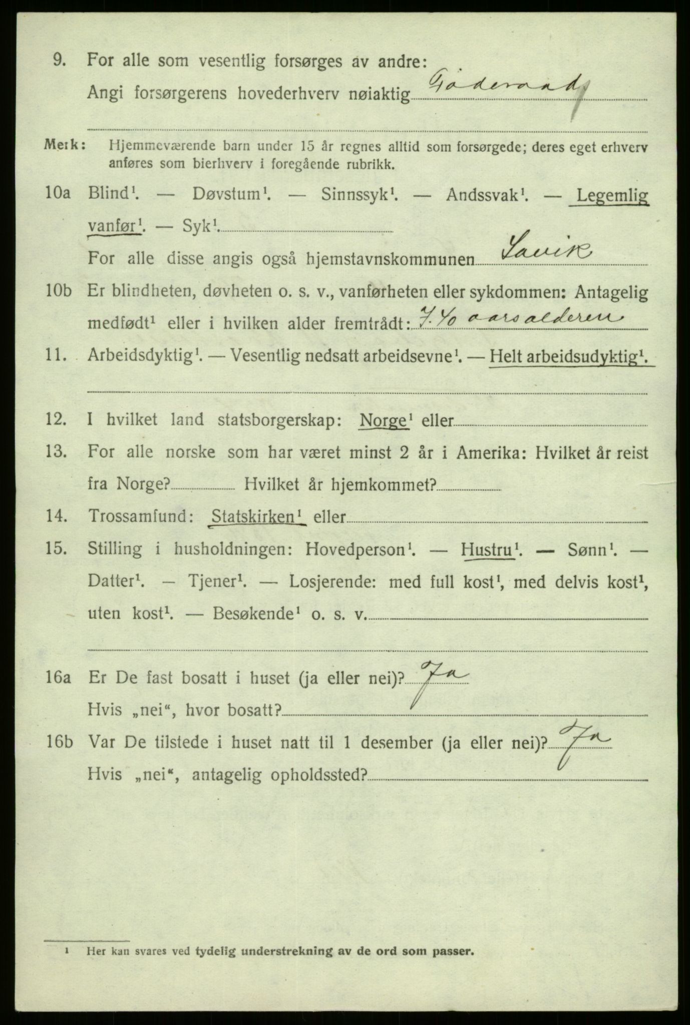 SAB, 1920 census for Lavik, 1920, p. 1517