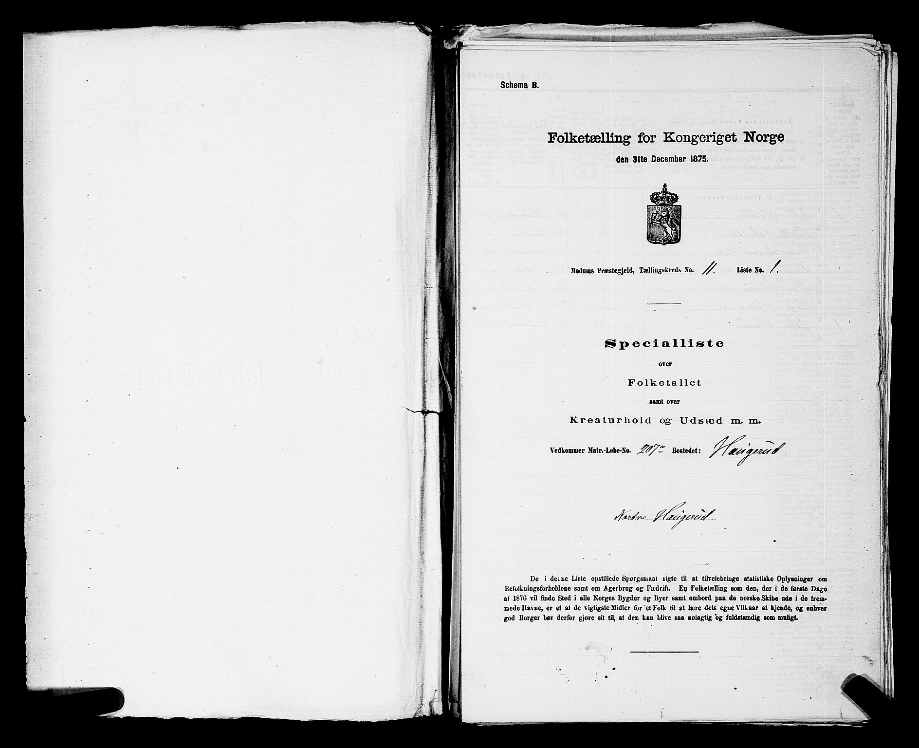 SAKO, 1875 census for 0623P Modum, 1875, p. 1282