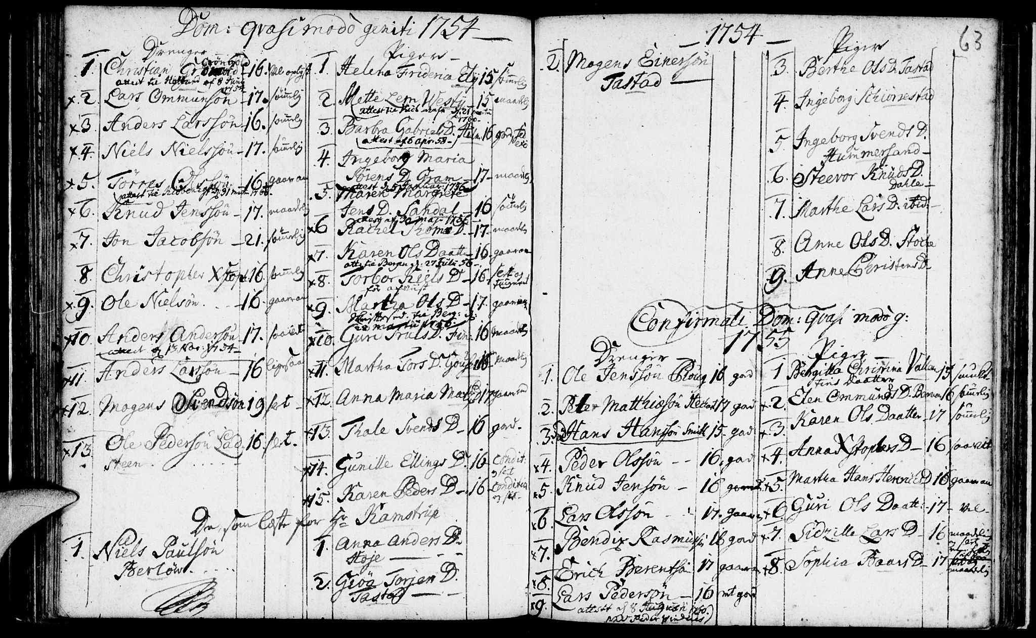 Domkirken sokneprestkontor, SAST/A-101812/001/30/30BA/L0003: Parish register (official) no. A 3 /1, 1738-1760, p. 63
