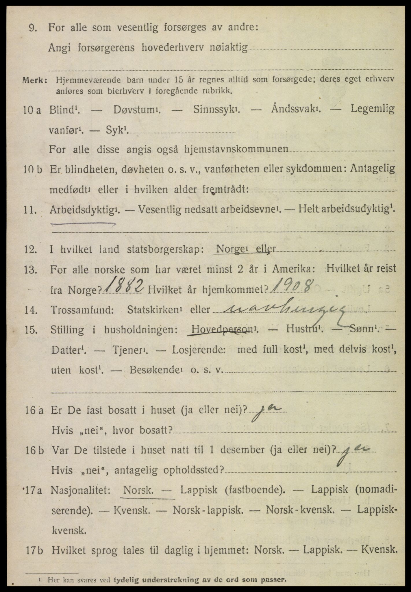 SAT, 1920 census for Snåsa, 1920, p. 1585