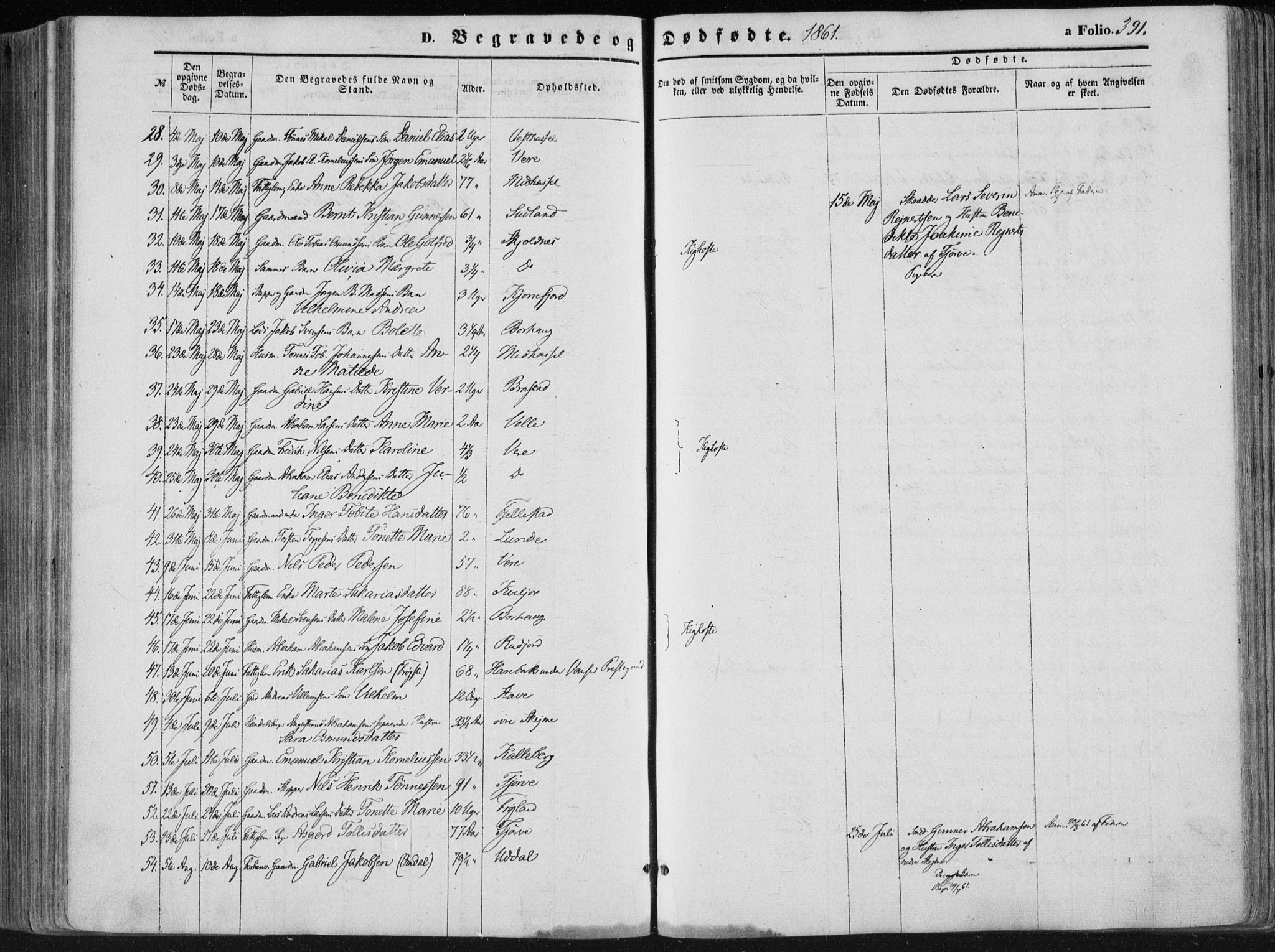 Lista sokneprestkontor, SAK/1111-0027/F/Fa/L0011: Parish register (official) no. A 11, 1861-1878, p. 391