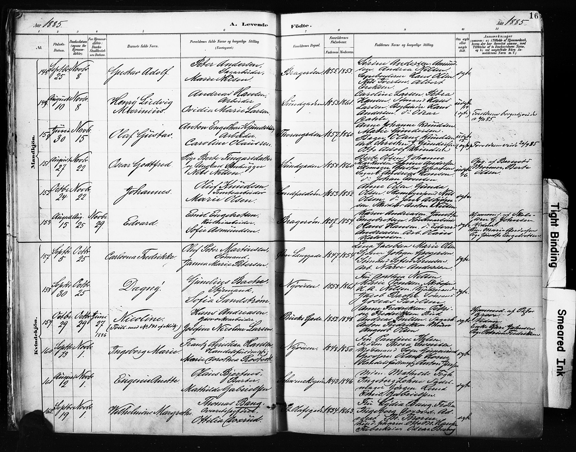 Bragernes kirkebøker, AV/SAKO-A-6/F/Fb/L0007: Parish register (official) no. II 7, 1885-1893, p. 16