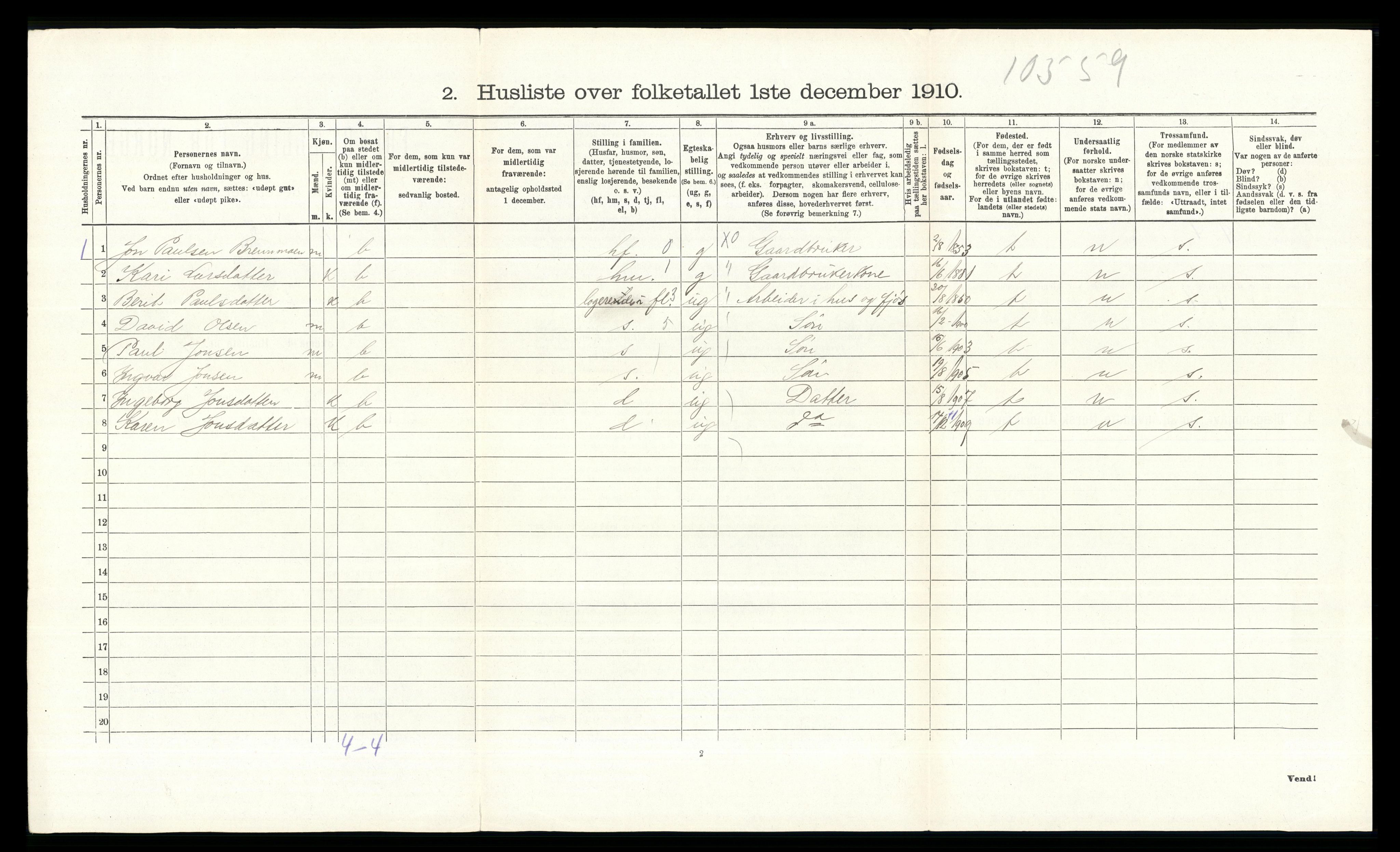 RA, 1910 census for Tolga, 1910, p. 353