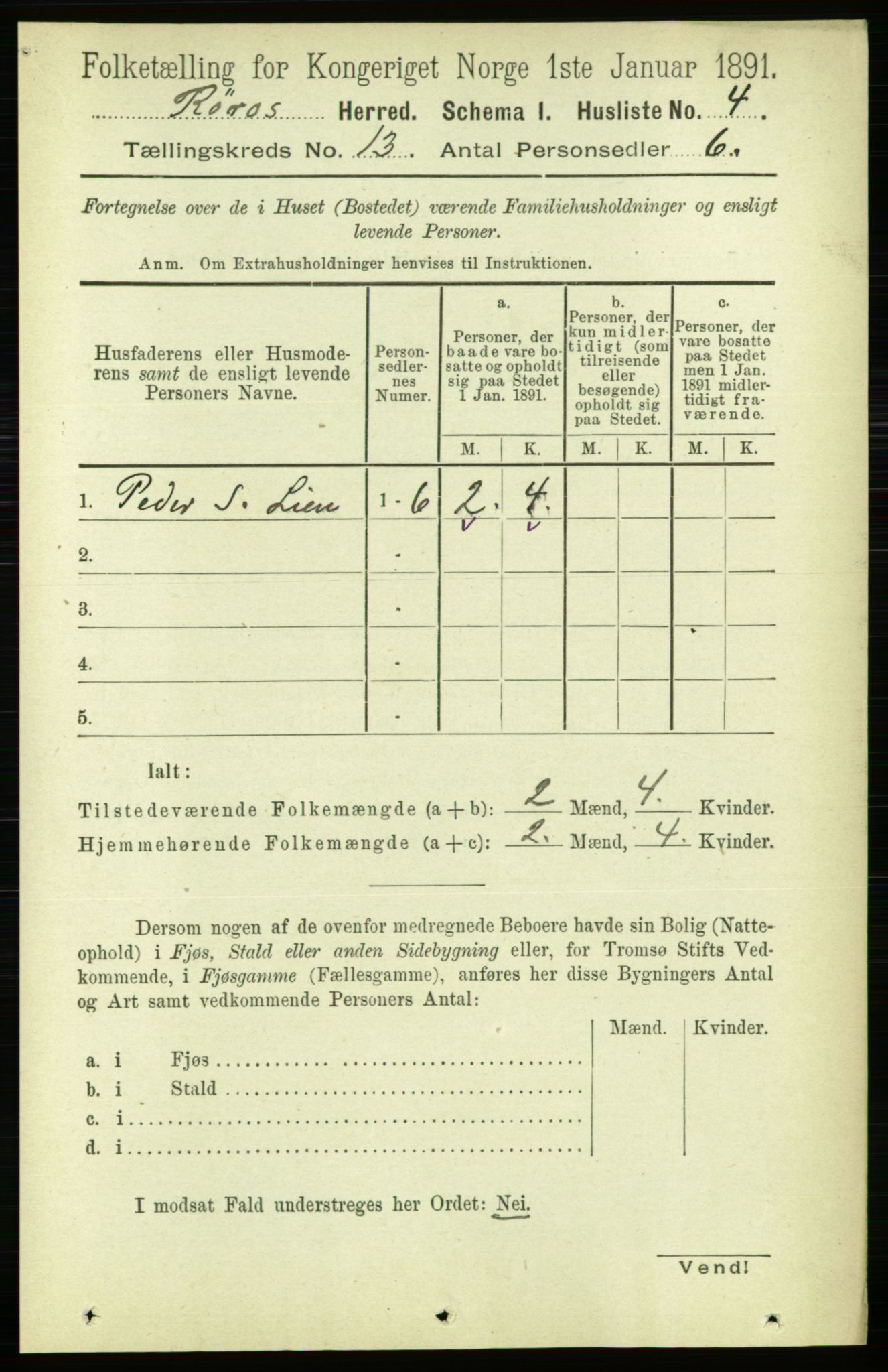 RA, 1891 census for 1640 Røros, 1891, p. 2512