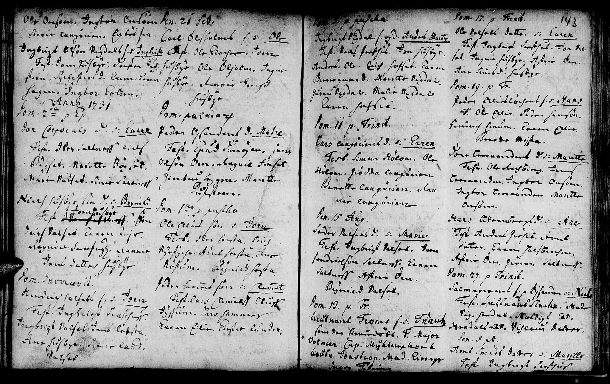 Ministerialprotokoller, klokkerbøker og fødselsregistre - Sør-Trøndelag, SAT/A-1456/666/L0783: Parish register (official) no. 666A01, 1702-1753, p. 143