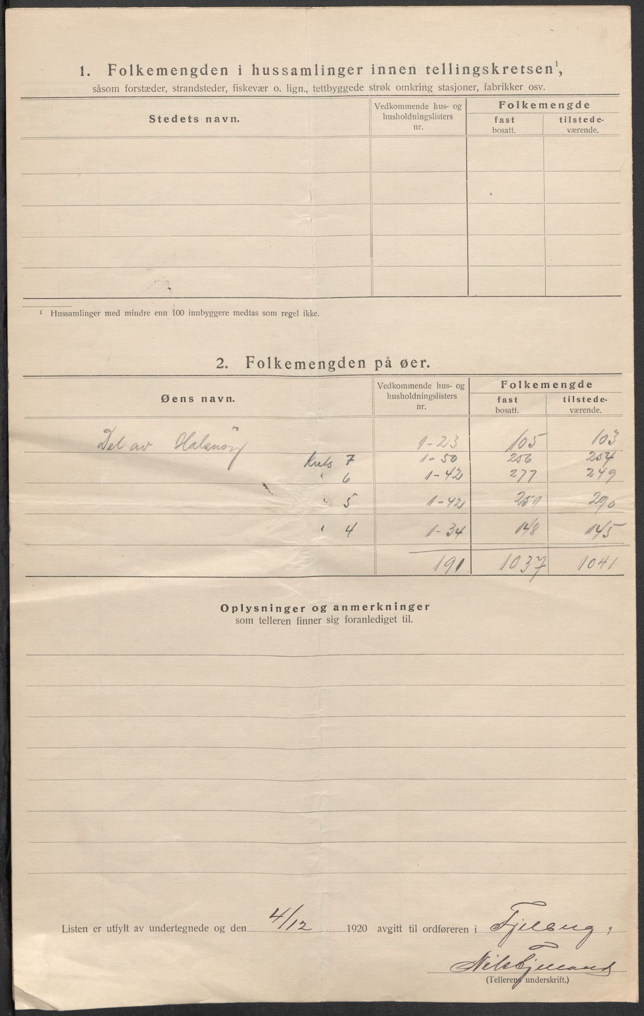 SAB, 1920 census for Fjelberg, 1920, p. 27