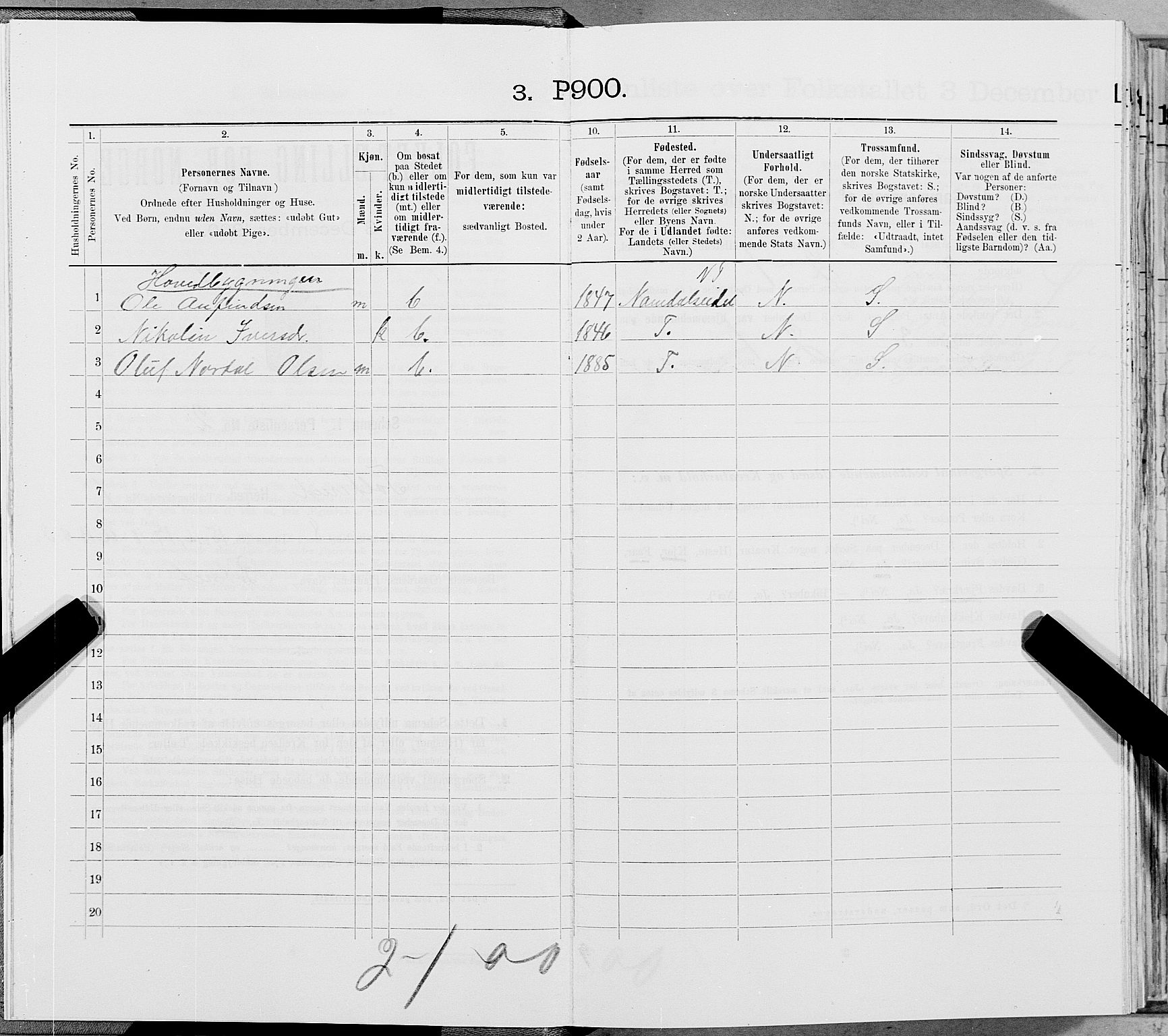 SAT, 1900 census for Foldereid, 1900, p. 12