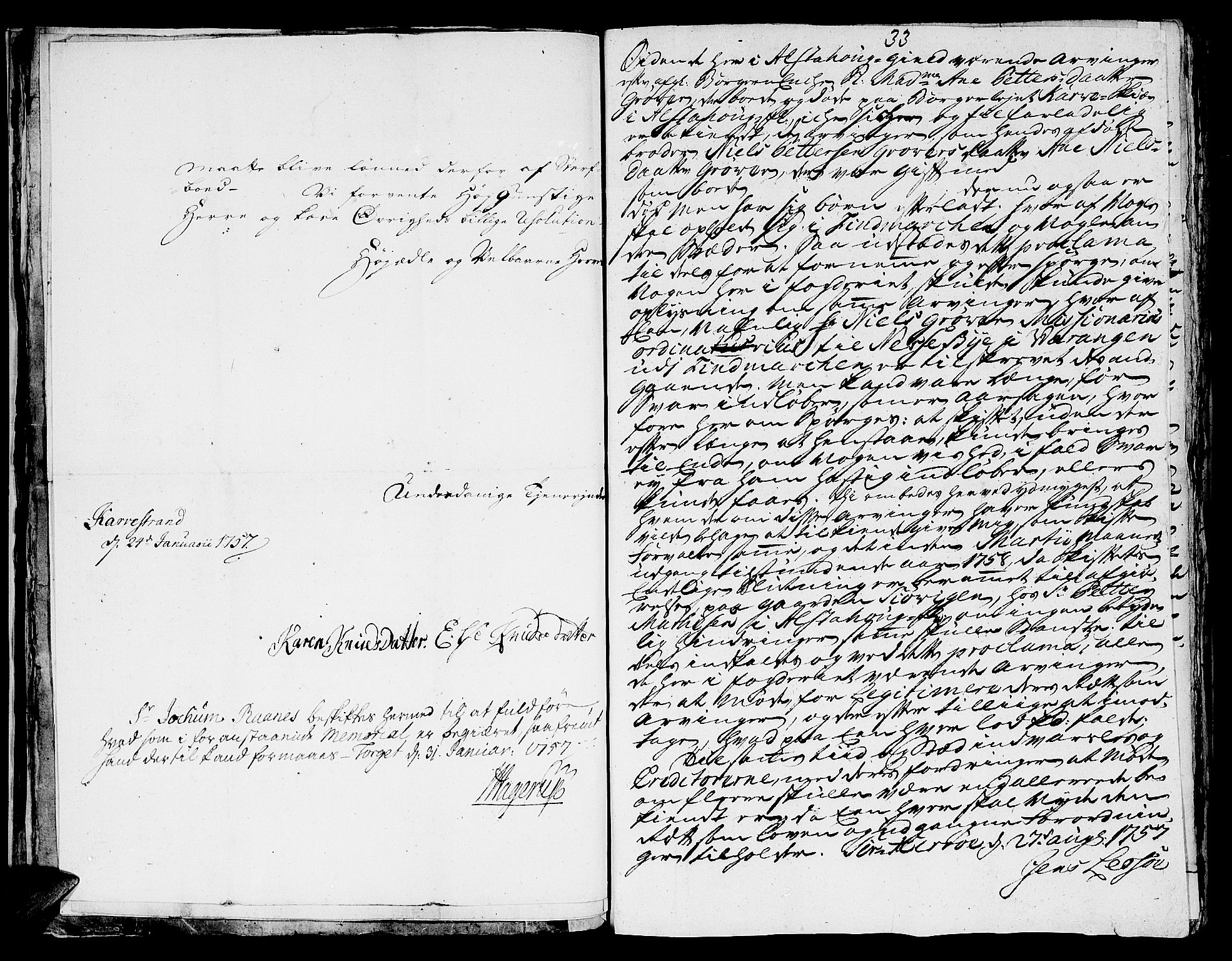 Helgeland sorenskriveri, AV/SAT-A-0004/3/3A/L0041: Konseptprotokoll 26, 1758, p. 32b-33a