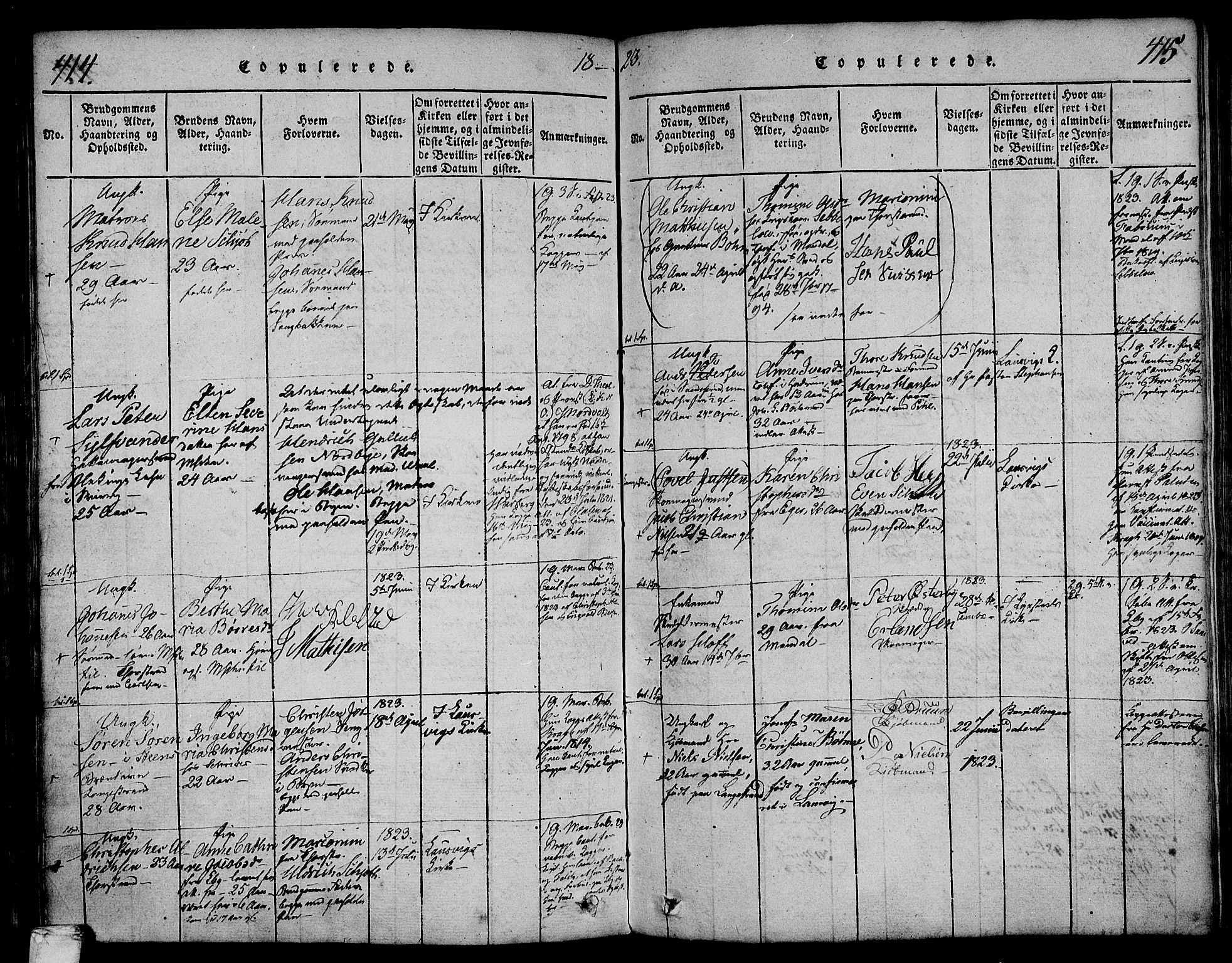 Larvik kirkebøker, AV/SAKO-A-352/F/Fa/L0001: Parish register (official) no. I 1, 1814-1825, p. 414-415